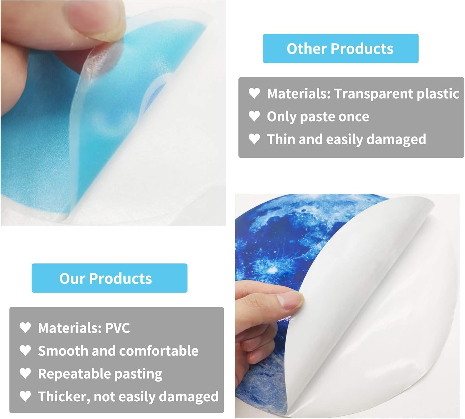 1120Pcs Glow in the Dark Stars Wall Stickers, Glow in the Dark Stars Ceiling, Moon and Star Wall Decals Planets Solar System Wall Stickers for Kids Boys for Nursery Bedroom Living Room (Blue) image number 4