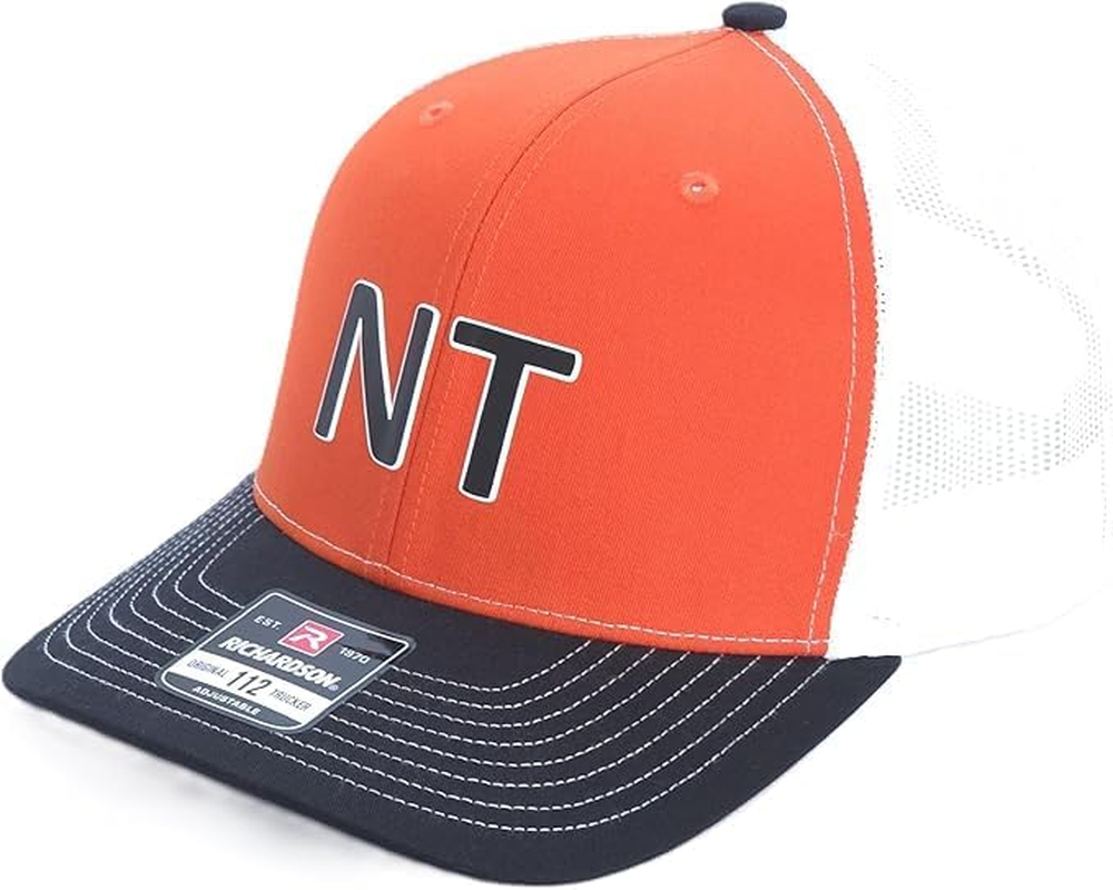Northern Territory Supporters Hat, Richardson 112 Trucker Cap, Bold 'NT' Text, Adjustable Snapback Closure, Breathable, Cotton-Poly Front Panel, Mesh Back, Sports & Casual Wear, Red-White-Black