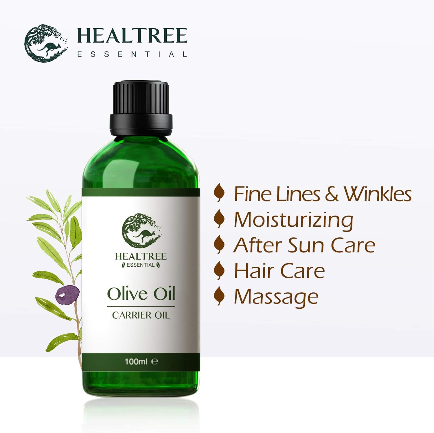 Olive Massage Oil - 100% Pure Cold Pressed Olive Oil for Body, HEALTREE (100Ml) image number 3