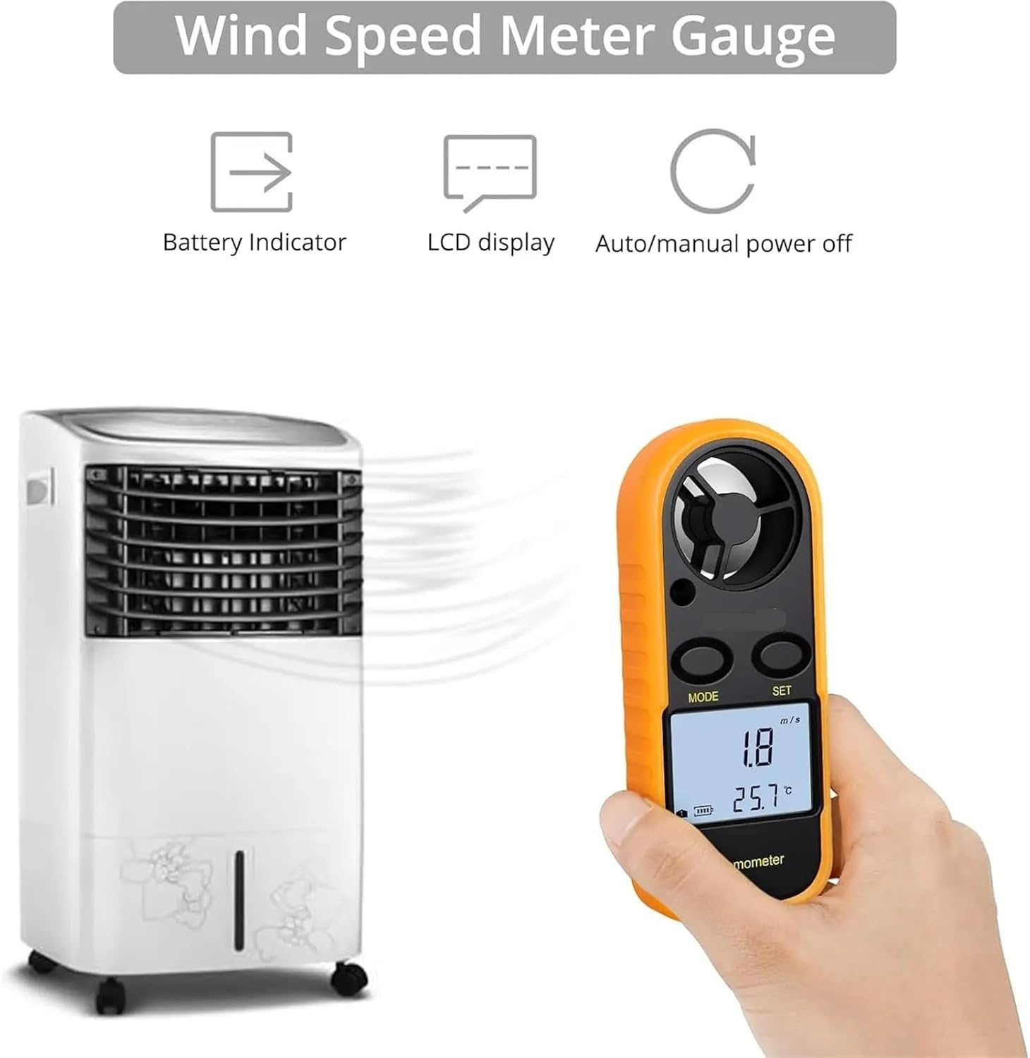 Anemometer, 3-In-1 Digital Wind Speed Meter, Backlight LCD, for Drones, Windsuing, Kite Flying image number 4