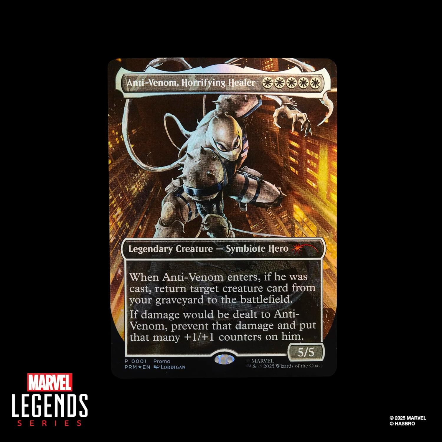 Marvel Legends Series Magic: the Gathering Agent Anti-Venom, 6-Inch Spider-Man Action Figure Toy plus Exclusive Foil Collectible Card Game Trading Card image number 3