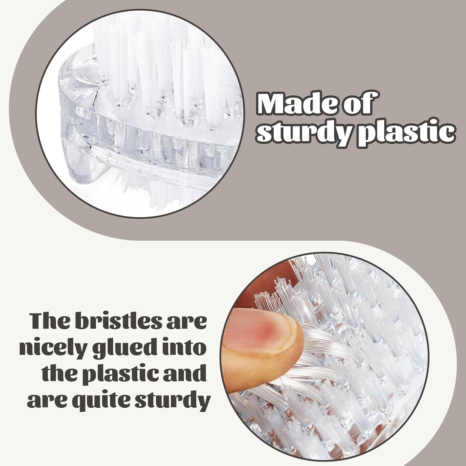 Zeaying Pack of 2 Double-Sided Nail Brush, Transparent Hand Wash Brush, Nail Brush, Hard Fingernail Brush, for Cleaning by Hand Nail Bathroom Sink image number 5