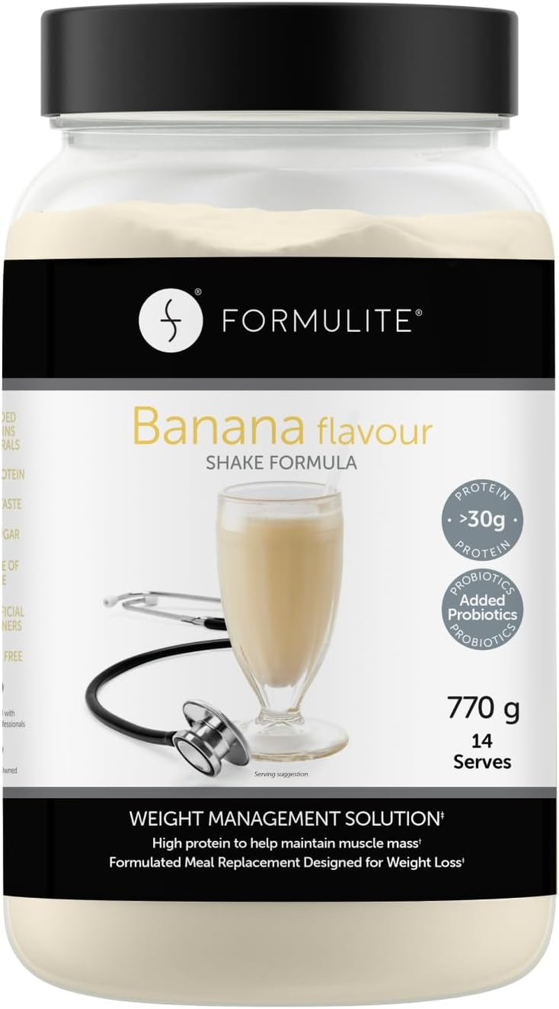 Formulite Protein Shake Tub 770G, High Protein Low Sugar Meal Replacement Shake Powder for Men and Women. VLCD (Very Low Calorie Diet) Shakes - (Banana)