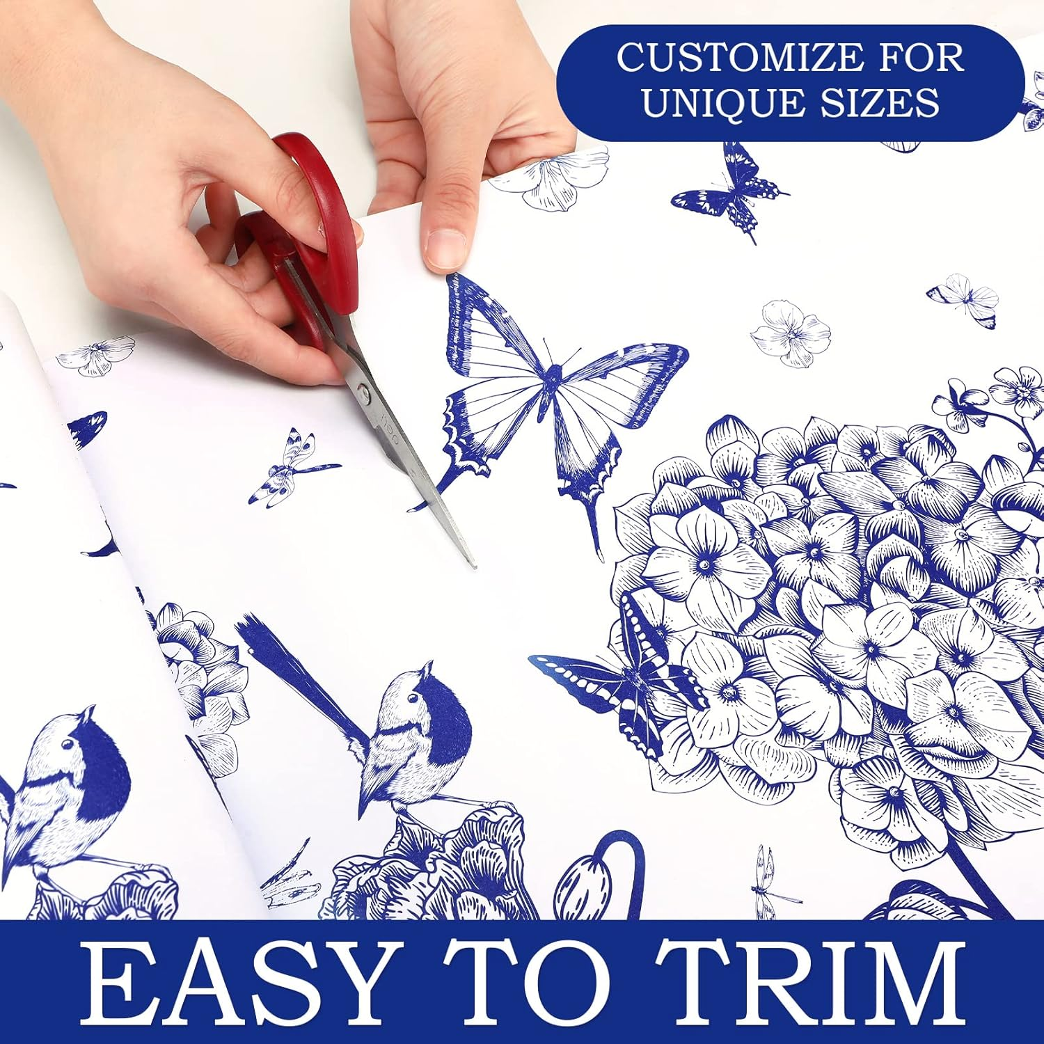 10 Sheets Scented Drawer Liners for Dresser, Non-Adhesive Paper Liner for Home Shelf Closet (Blue Butterfly, Linen)