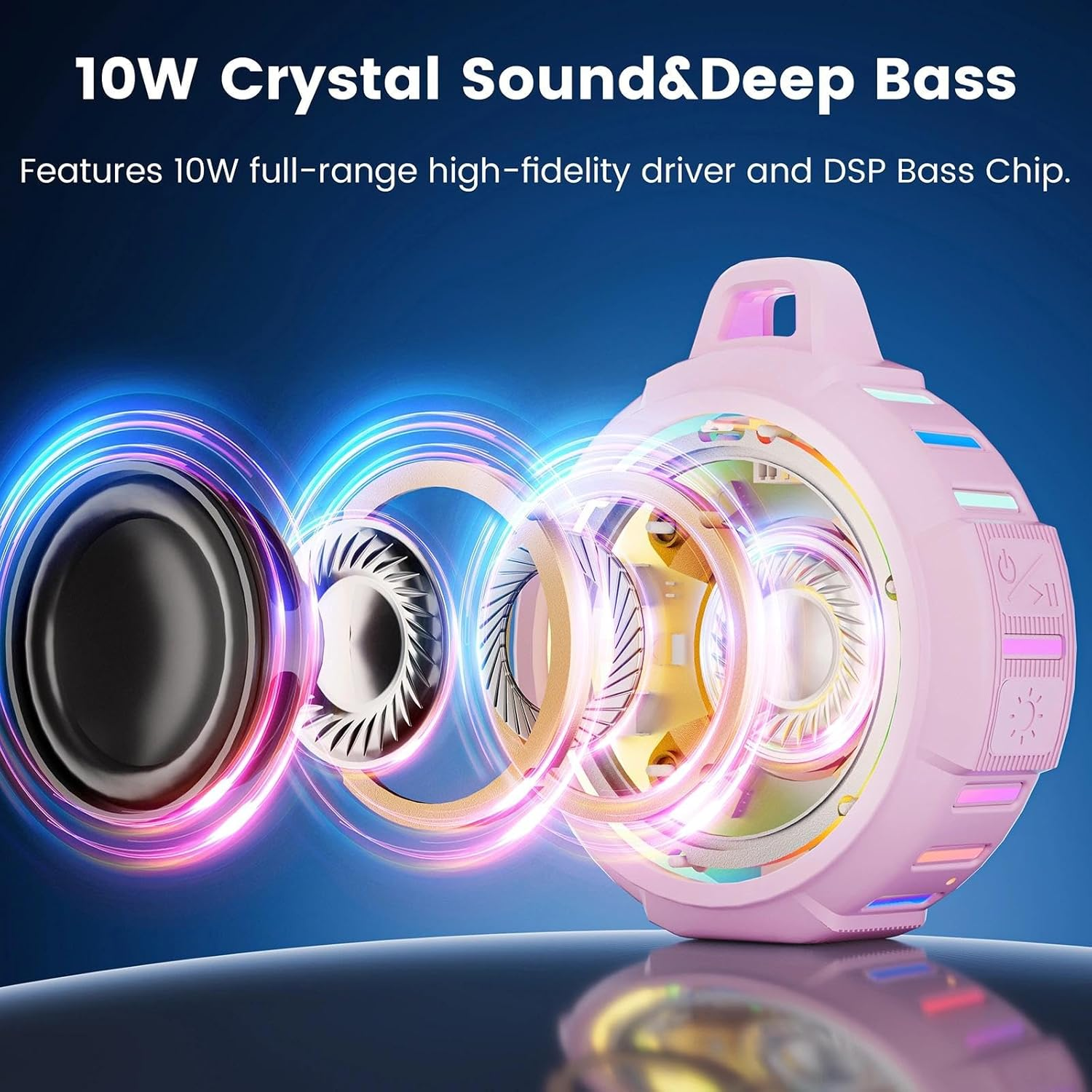 Xleader Portable Bluetooth Shower Speaker Pink - Pink image number 3