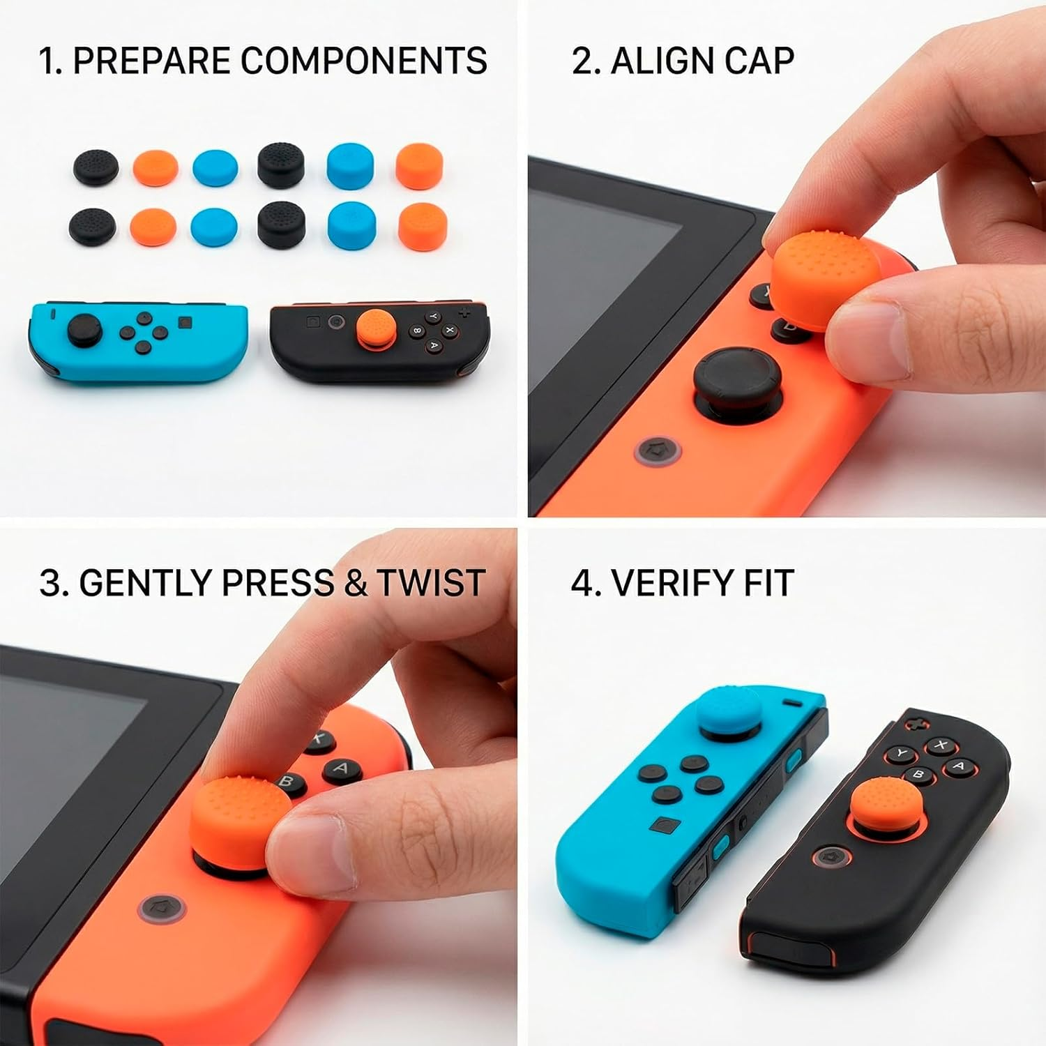 JANGJANG 12 Pack Thumb Grips for Nintendo Switch 2 anti Slip Joystick Covers Improve Control and Comfort Reduce Wear for Gaming at Home or Travel image number 5