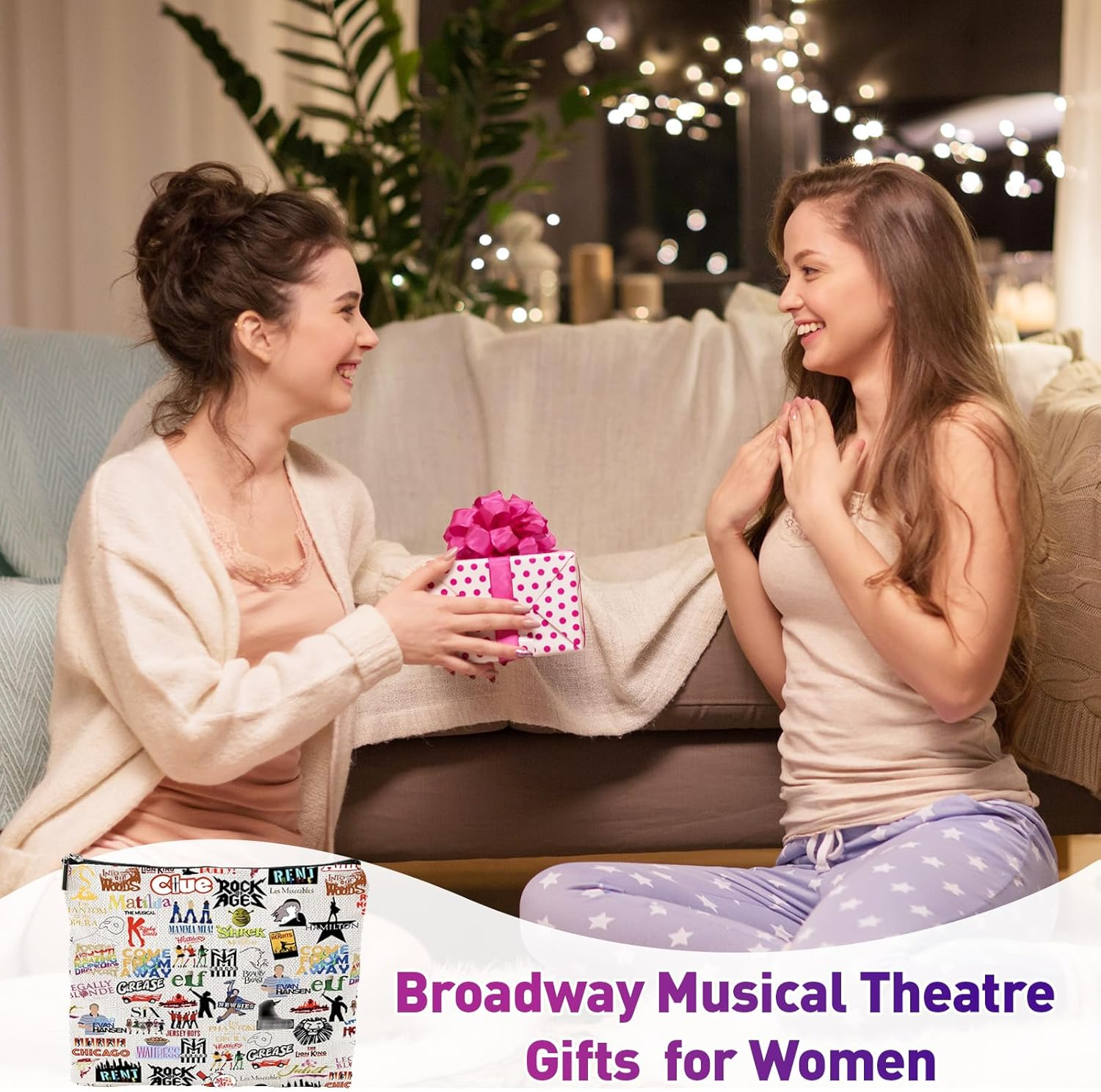 Broadway Makeup Bag Musical Theatre Gifts, Double-Sided Printing Waterproof Musical Zipper Pouch Cosmetic Bag for Women, Drama Teacher Gifts for Theatre Fans image number 3