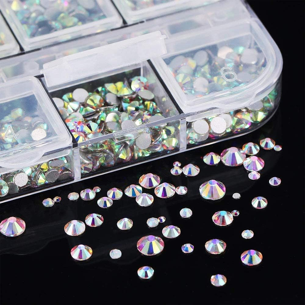 2 Boxes Nail Crystal AB Nail Art Rhinestones Professional Nail Art Gems Nail Crystals Clear Rhinestones Mixed Sizes image number 3