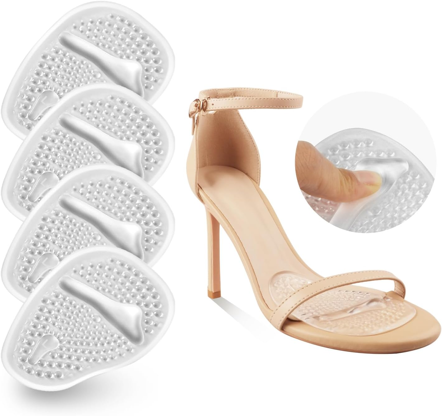 Riootlnm Metatarsal Pads, Ball of Foot Cushions, Heel Pads Inserts for Too Big Shoe, Reduce Foot Pain, No Slip Heel Grips Liners Shoe Pads for Loose Shoe, Blisters, Beige+Black, One Size