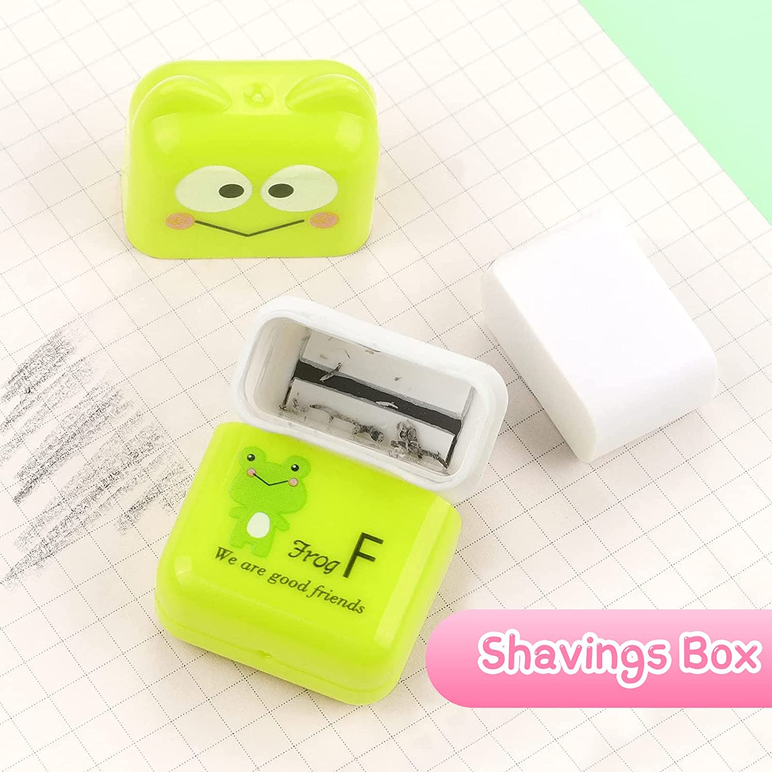 SAYEEC Cute Pencil Erasers, Cartoon Animal Themed Erasers with Cover and Roller, Removal Pencil Eraser Shaving Roller Case Eraser for Kids School Office Stationery Supply Party Gift (6 Pack) image number 1