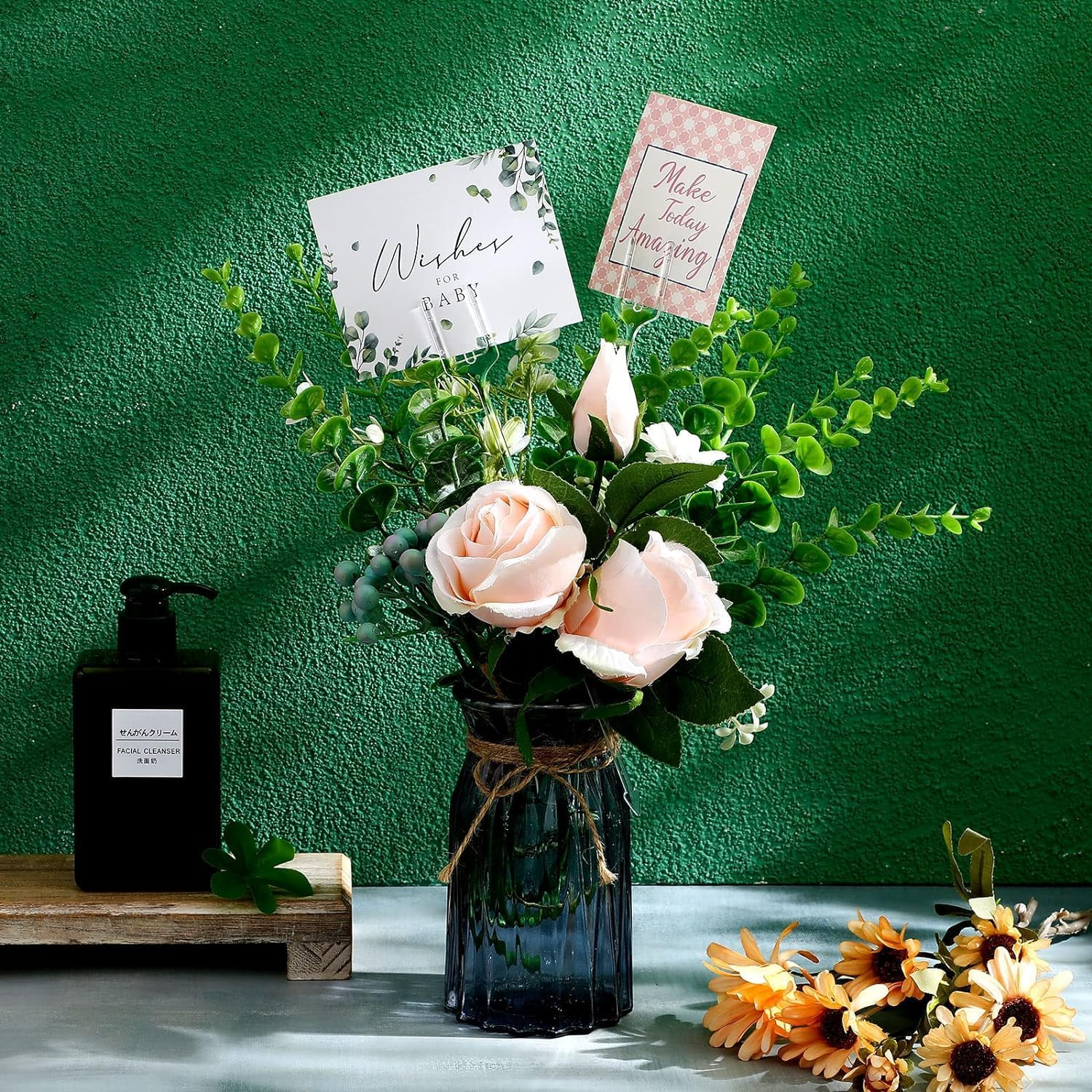 Plastic Flower Card Holder Clips, 80Pcs Clear Straight Head Picks for Photos, Names, Place Cards - Floral Picks Stick for Flower Arrangements image number 1