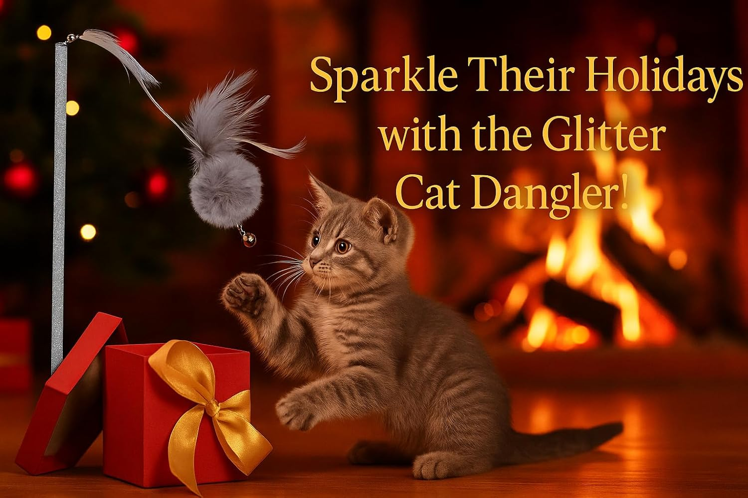 Flamingo KS Bovee Cat Fishing Pompom + Feather 40 X 12 X 25 Cm Assortment Display image number 4