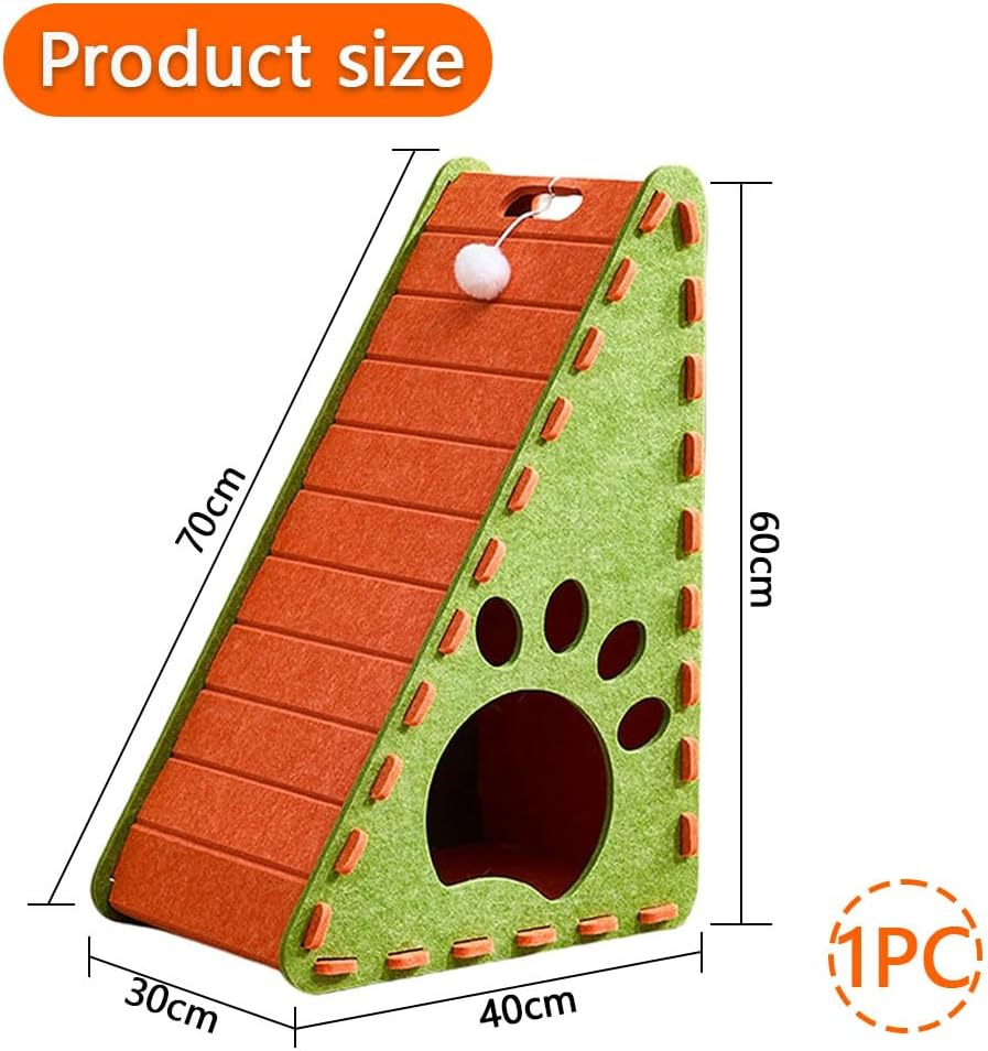 Triangular Felt Cat Scratcher & Cat Bed &ndash; Durable All-Felt Scratch Pad, No-Mess Furniture Protector, Easy-Clean Indoor Cat Lounge (Orange) image number 5