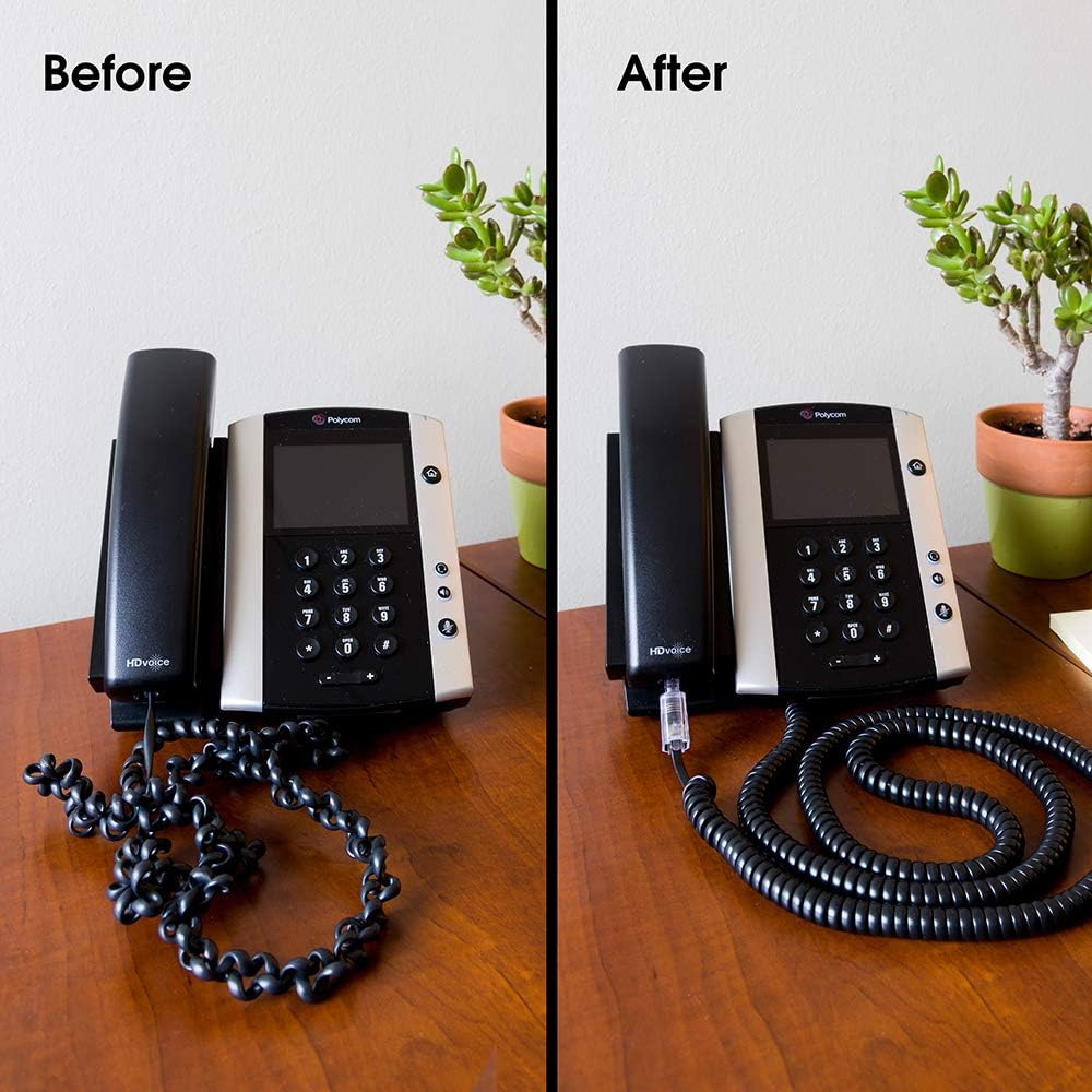 Power Gear Telephone Cord Detangler, Tangle-Free 360 Degree Rotation, Plug into Landline Phone Handset, for Use in Home or Office, All Brands, Black, 27637 image number 2
