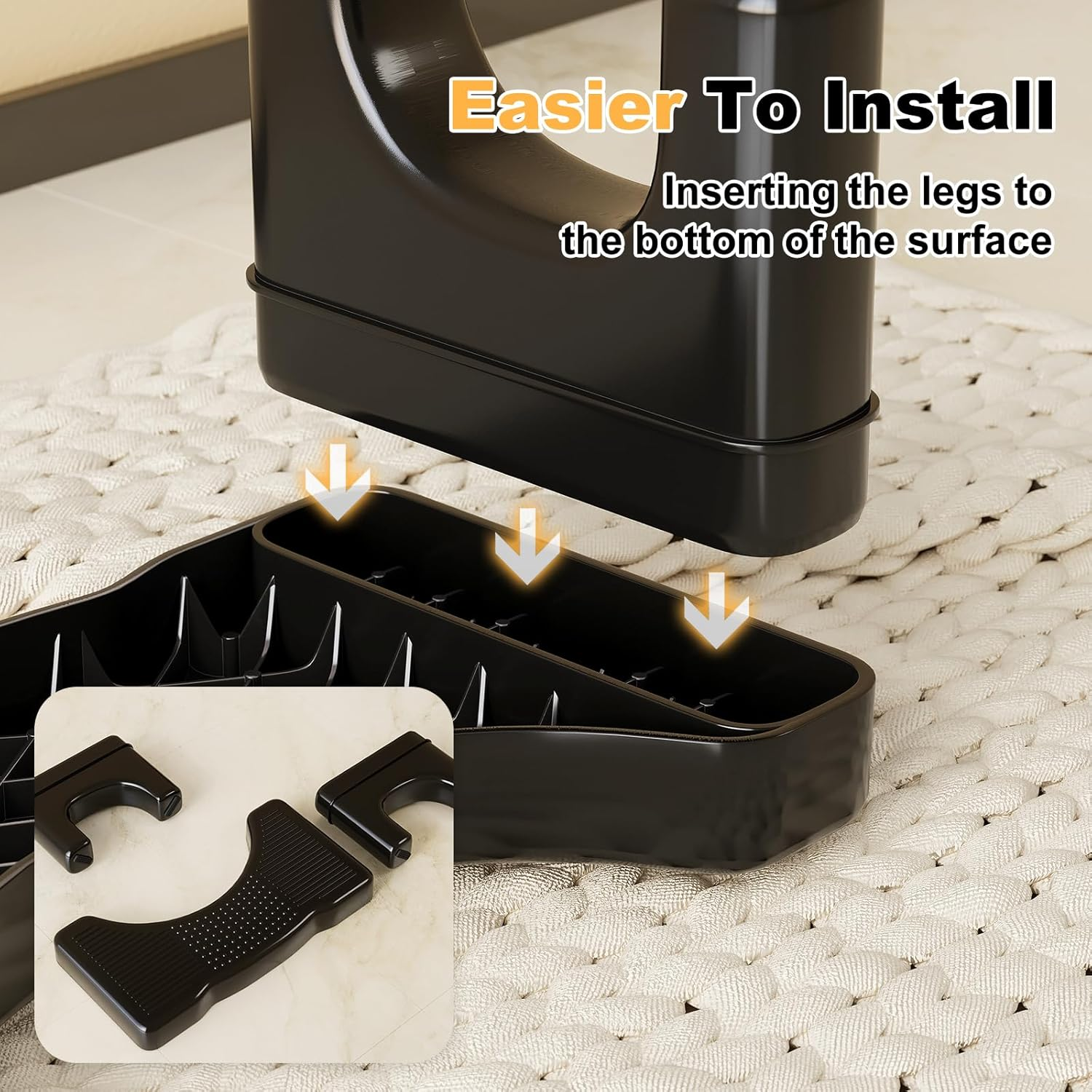 Black Toilet Stool Squat Adult, 7" Squatting Poop Stool for Toilets, Bathroom Foot Rest Stools for Pooping, Potty Toilet Step Stool for Toddlers & Adults, Non-Slip Pads image number 4