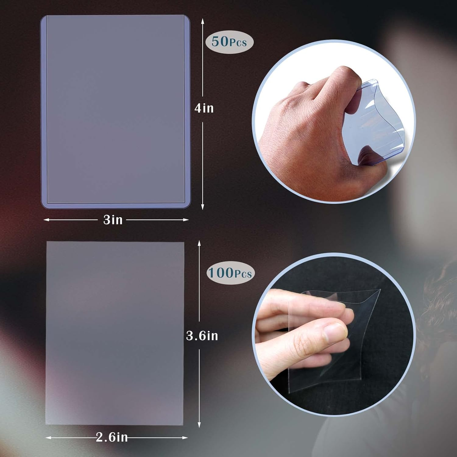 150 Pack Trading Card Sleeves, Toploaders Consist 50 Hard Plastic Card Protectors + 100 Clear Soft Sleeves for Baseball Game Sports Collectible Trading Card（3" X 4" Regular）