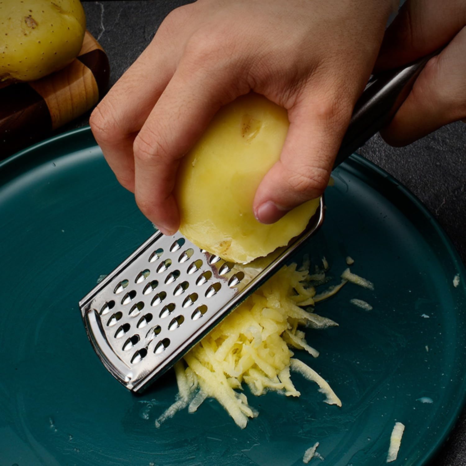 Professional Stainless Steel Cheese Grater Handheld Kitchen Grater for Cheese, Ginger, Chocolate & Spices Versatile Metal Grater for Effortless Shredding and Zesting (3 Pcs) image number 5