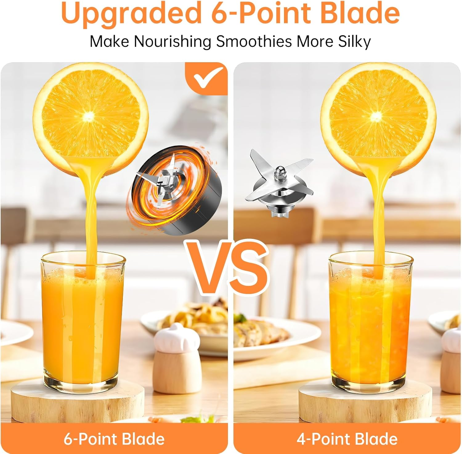 Smoothie Blender, 850W Personal Blender for Shakes and Smoothies, Blenders for Kitchen, Smoothie Juice Mixer with 2X 650Ml Travel Cups & 300Ml Grinding Cup,Smoothie Maker with Bpa-Free (Silver)