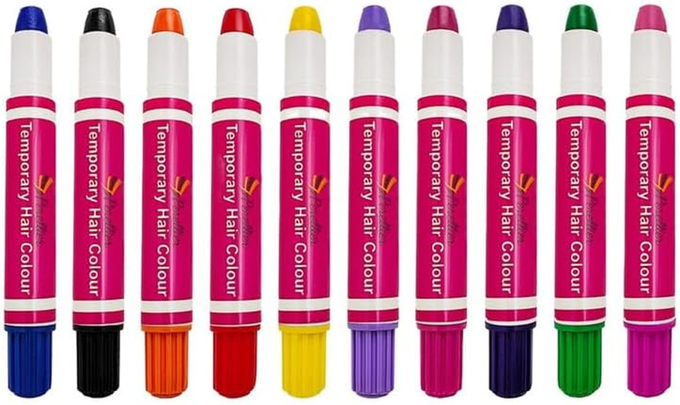 10-Piece Temporary Hair Chalk Pens Set for Kids and Adults | Easy to Use Temporary Hair Colours | Hours of Creative Fun | Fabulous Birthday Gift image number 4
