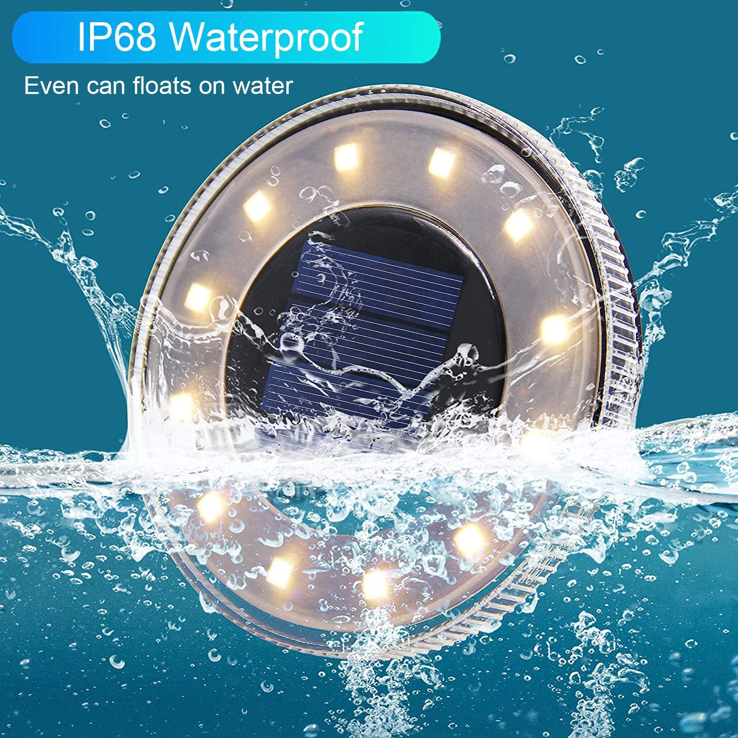 Outdoor Solar Light Ground 4Pcs 12 Leds Disk Lamp Wireless Waterproof for Path Gargen Landscape Lighting with 4 Spike (Warm Light) image number 4