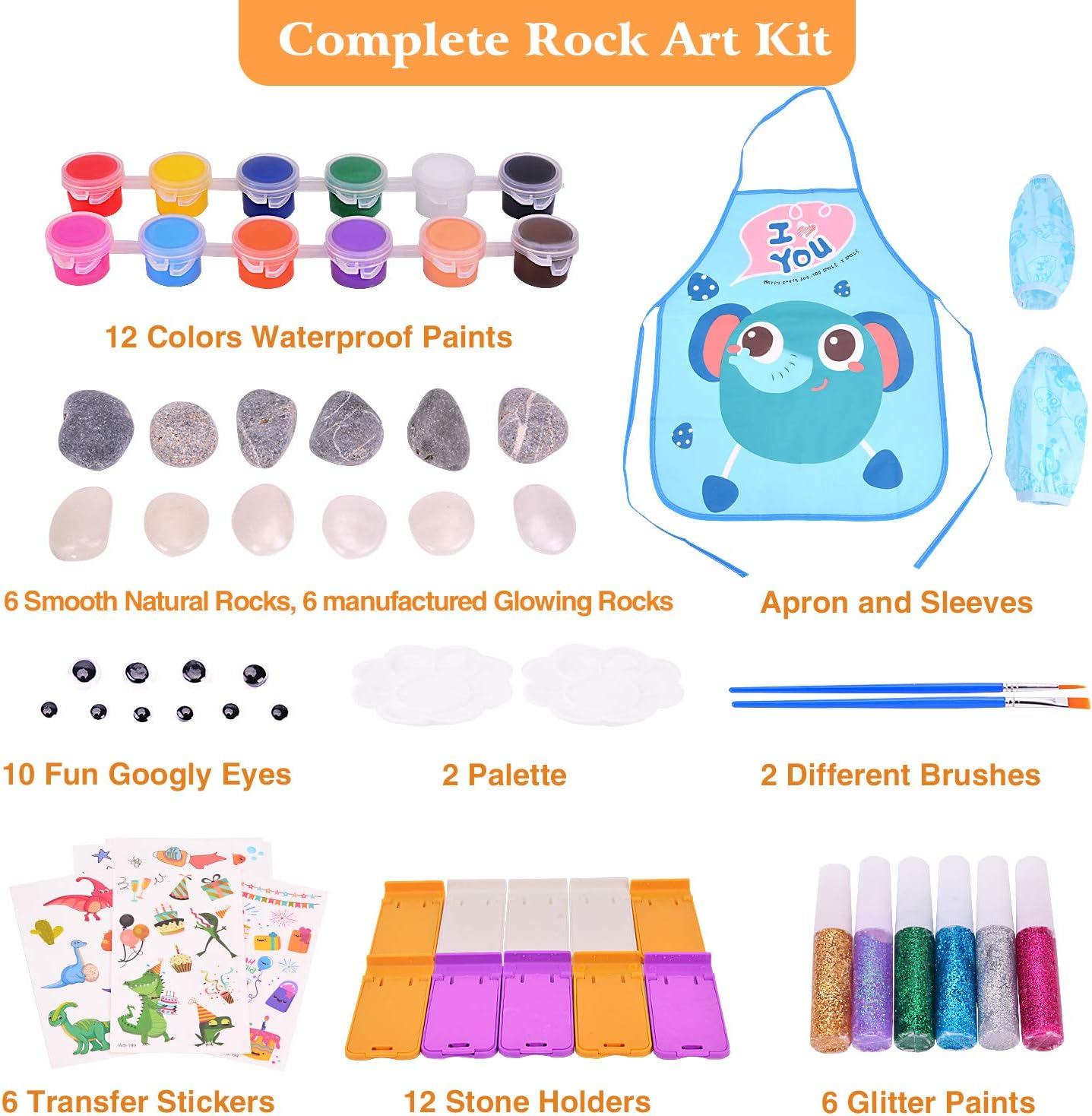 Lekebaby Rock Painting Kit, Arts and Crafts for Kids, Birthday Gifts & Presents for Boys Girls Age 3-12 Year Old image number 4