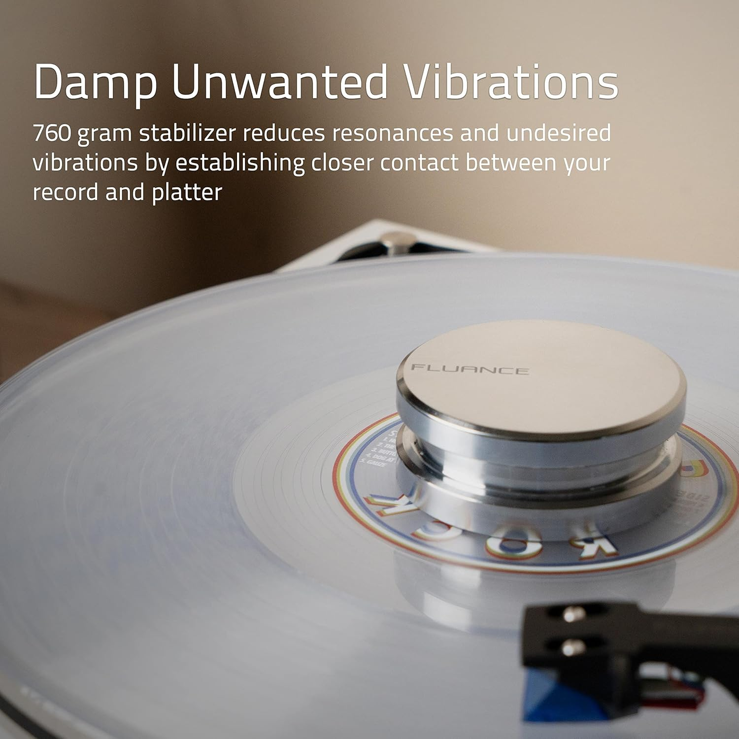 Fluance Hifi Vinyl Record Weight Stabilizer High Mass 760 Gram Steel LP Disc Turntable Accessory with Protective Velvet Pad for Vibration Damping (RW02) image number 5