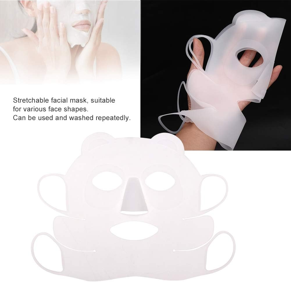 Reusable Silicone Face Mask Cover, Clear, Ear Hook Design for Serum Absorption, Washable Facial Sheet image number 2