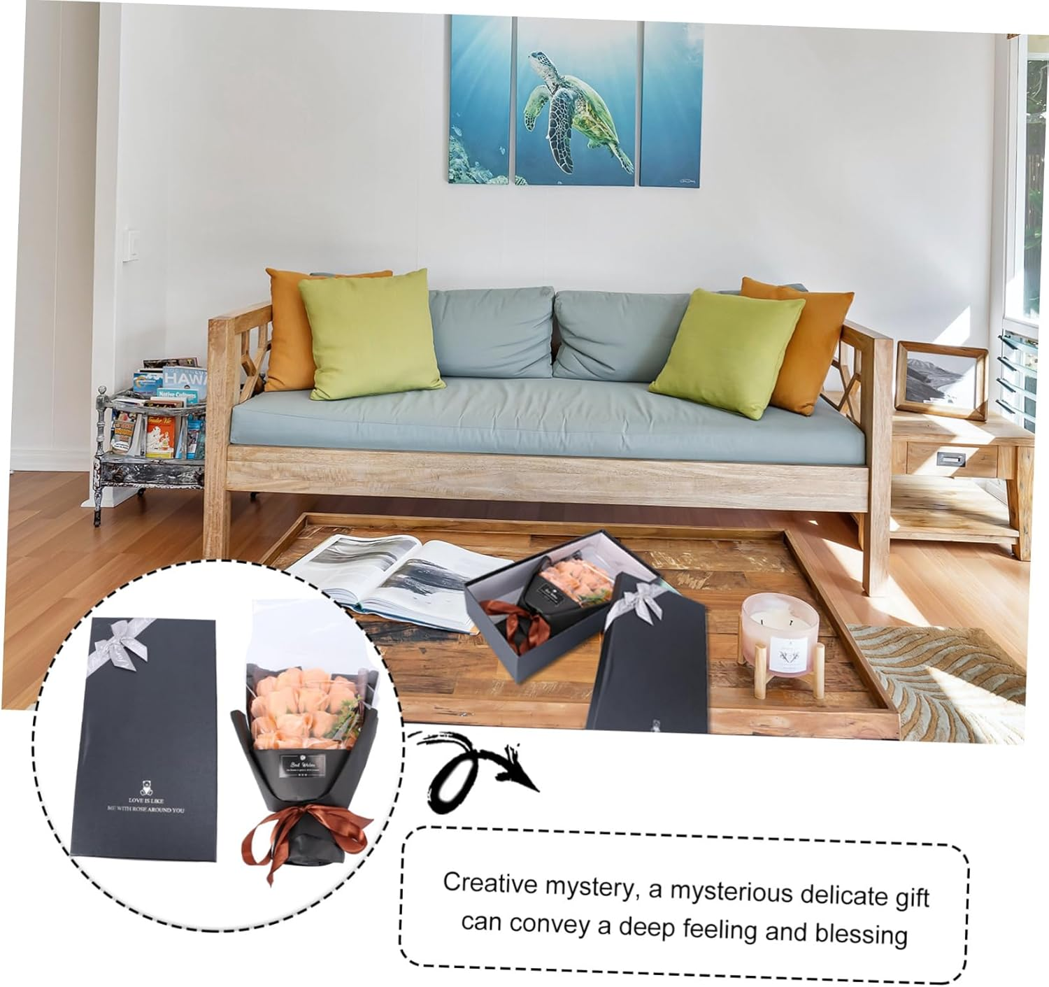 Beavorty Vivid Petal Soap Bouquet Rose Petals in Soap Box for Women'S Day Mother'S Day - Red image number 2