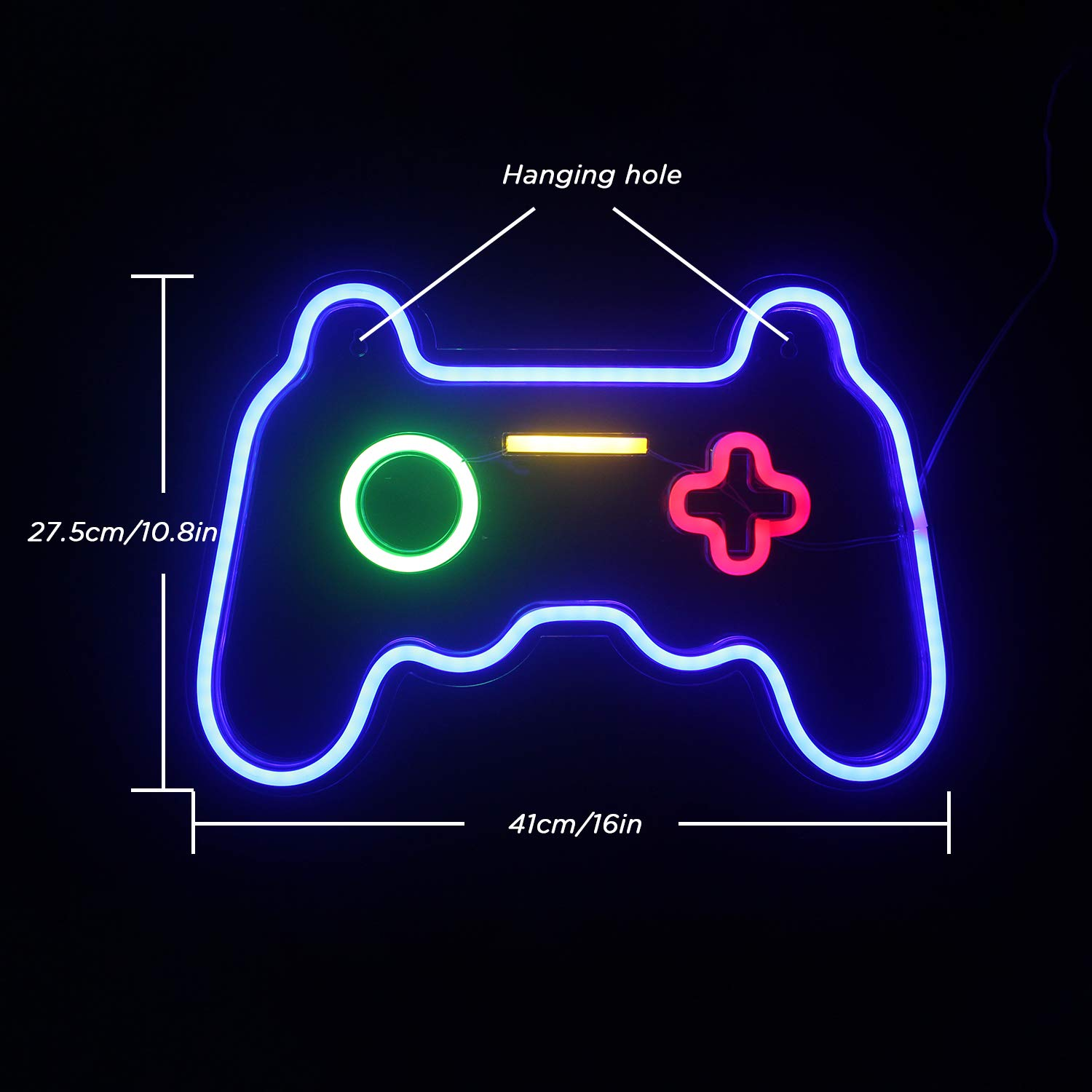 Ineonlife Game Shaped LED Neon Sign for Wall Decor - 16''X 11'' Gamepad Light for Bedroom, Children Gaming Zone, Party image number 3