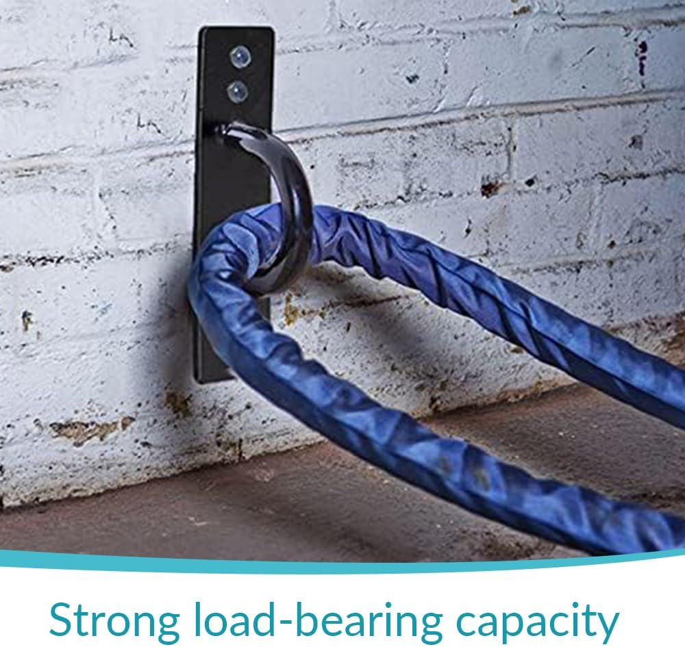 2 Pack Battle Rope Anchors, Training Rope Holders with Accessories for Hanging Straps Gymnastics Rings, Bodyweight Strength Training, Yoga Swing Hammock, Boxing Equipment (Black) image number 5