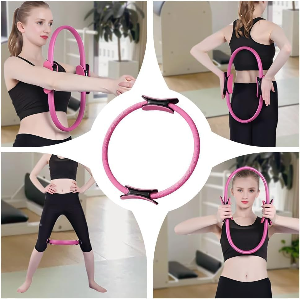 Pilates Ring and Ball Set, 6 Pcs Home Pilates Kit with 13&rdquo; Circle Circle Yoga Ring 3 Resistance Bands 9.8&rdquo; Ball Grip Socks, Essential Kit for Women Girl Home Workouts