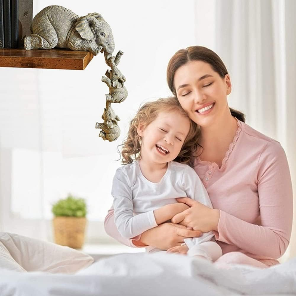 Three Elephants Resin Garden Ornaments Elephant Elephant Small Elephant Hanging Crafts Elephant Sitting Statue Piece Set Elephant Decor Creative Home Decor, Grey image number 4