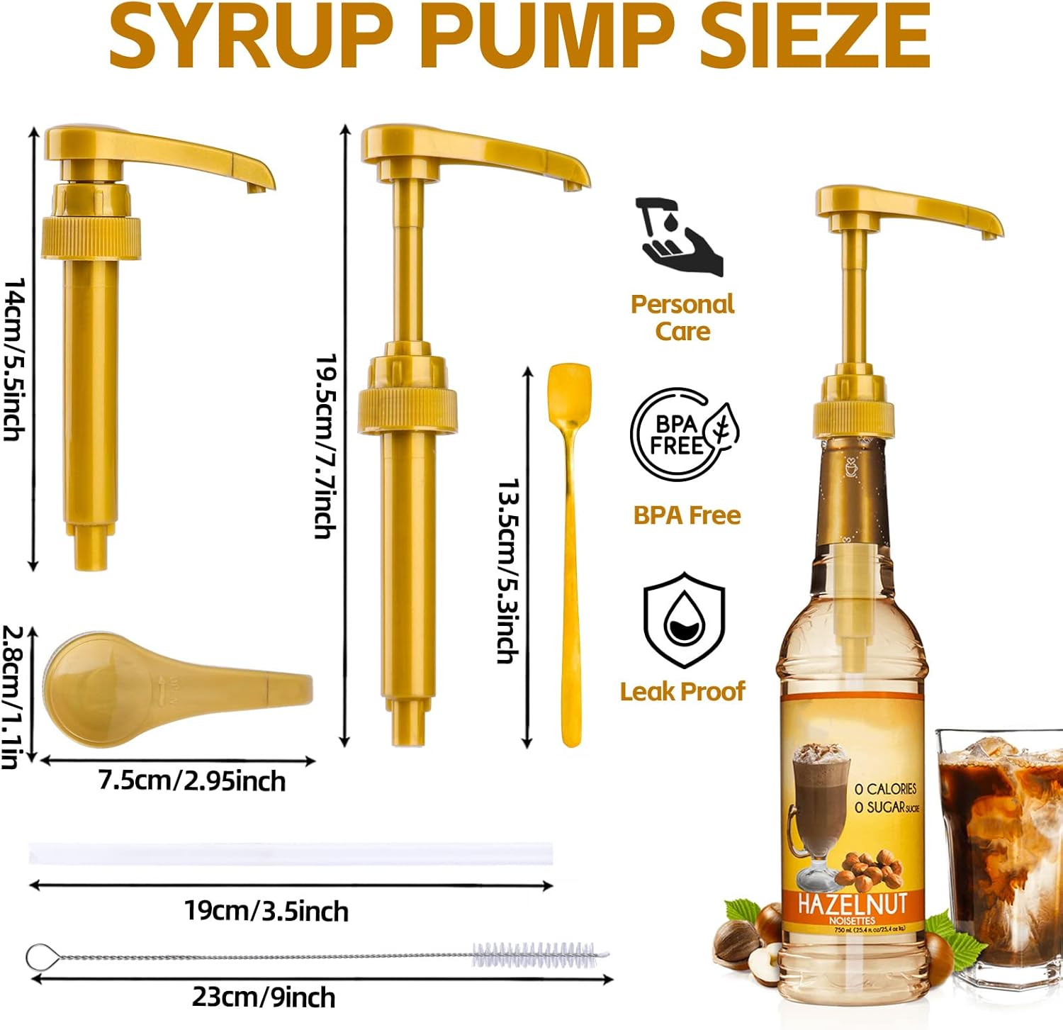 4PCS Syrup Pump for 25.4 Oz/750Ml Flavorings Bottles, Coffee Syrup Pump Dispenser, Compatible with Torani, Matteo'S, Davinci, Jordans Skinny Syrups Bottles, Syrup Dispenser for Coffee Bar Accessories image number 3