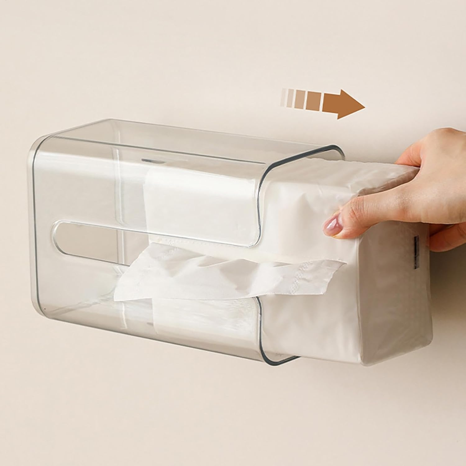 Wipes Dispenser for Restroom, No Punching Wipe Tissue Storage Box Case, Toilet Paper Holder Refillable Clean Container Box for Kitchen, Bedroom, Bathroom, 7.2X4.92X4.33In image number 5