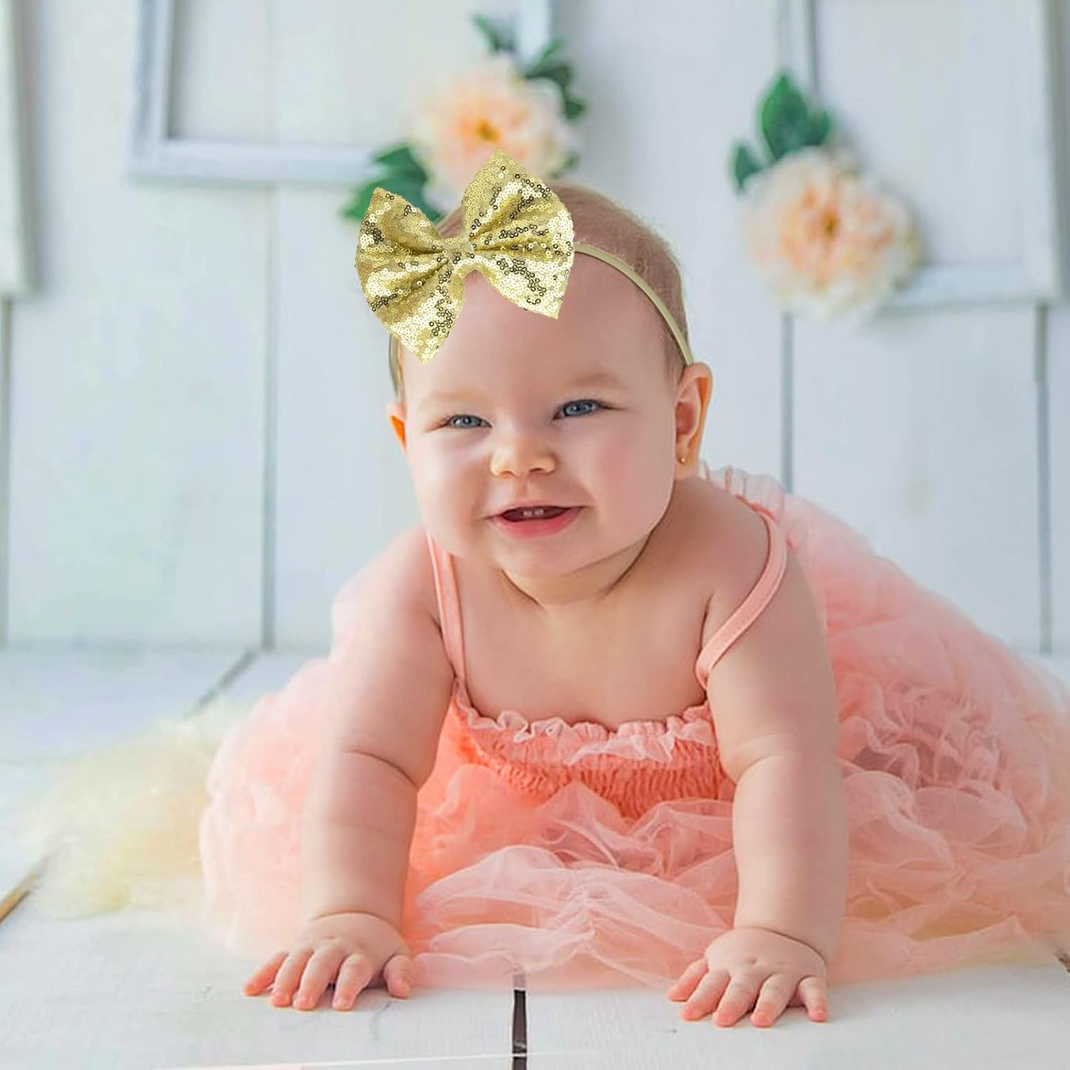 Song Qing Baby Infant Girls Hair Band Sequined Bow Headband Turban Knot Hair Headwear image number 2
