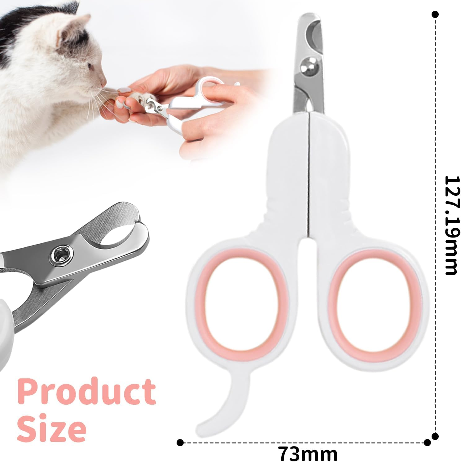 Professional Cat Accessories, Dogs, Rabbits and Small Animals - Safety Stainless Steel Nail Clippers - Claw Scissors Rabbits - Dog Claw Cutter - Ldeal for Beginners - Pink