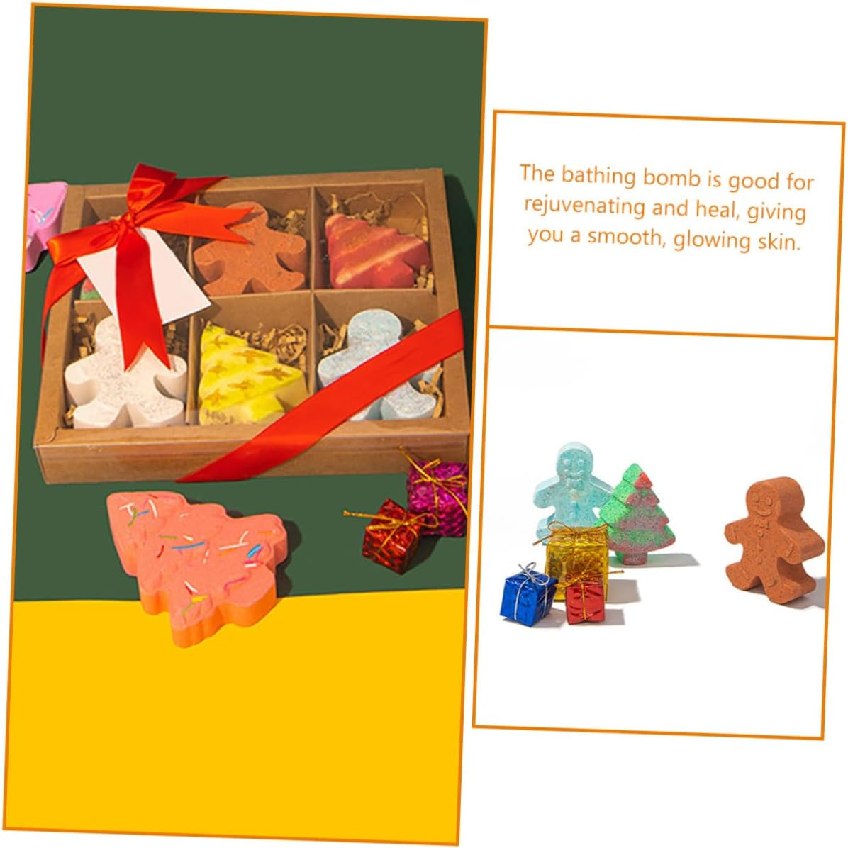 FOYTOKI 6Pcs Christmas Gingerbread Man Bathing Friendly Essential Oil Infused Bath for Relaxation and Aromatherapy for Bubble Baths