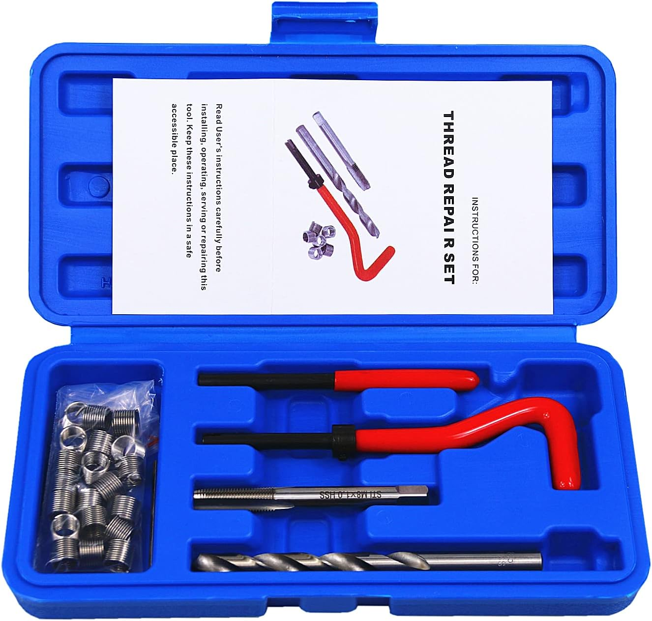 25Pcs Thread Repair Kit M8 X 1.0Mm Metric Thread Repair Insert Kit Compatible Hand Tool Set for Auto Repairing (M8-1.0) image number 4