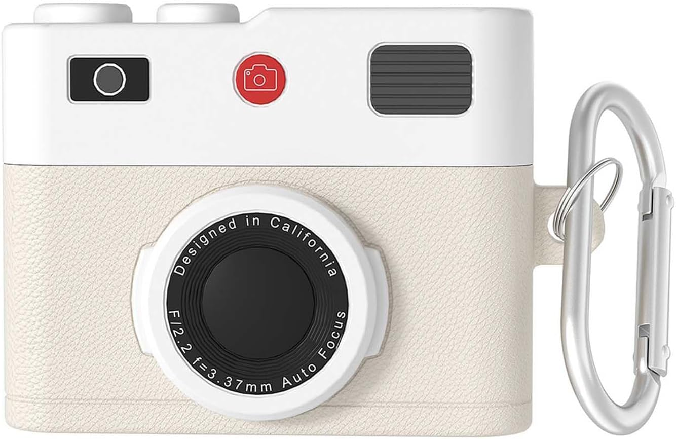 Airpods Pro 2Nd/1St Generation Case Cute 3D Camera Design Airpods Pro 2 Case Cover 2022/2023 Soft Silicone Charging Case for Apple Airpods Pro 2Nd/1St Gen for Women Men-White image number 3