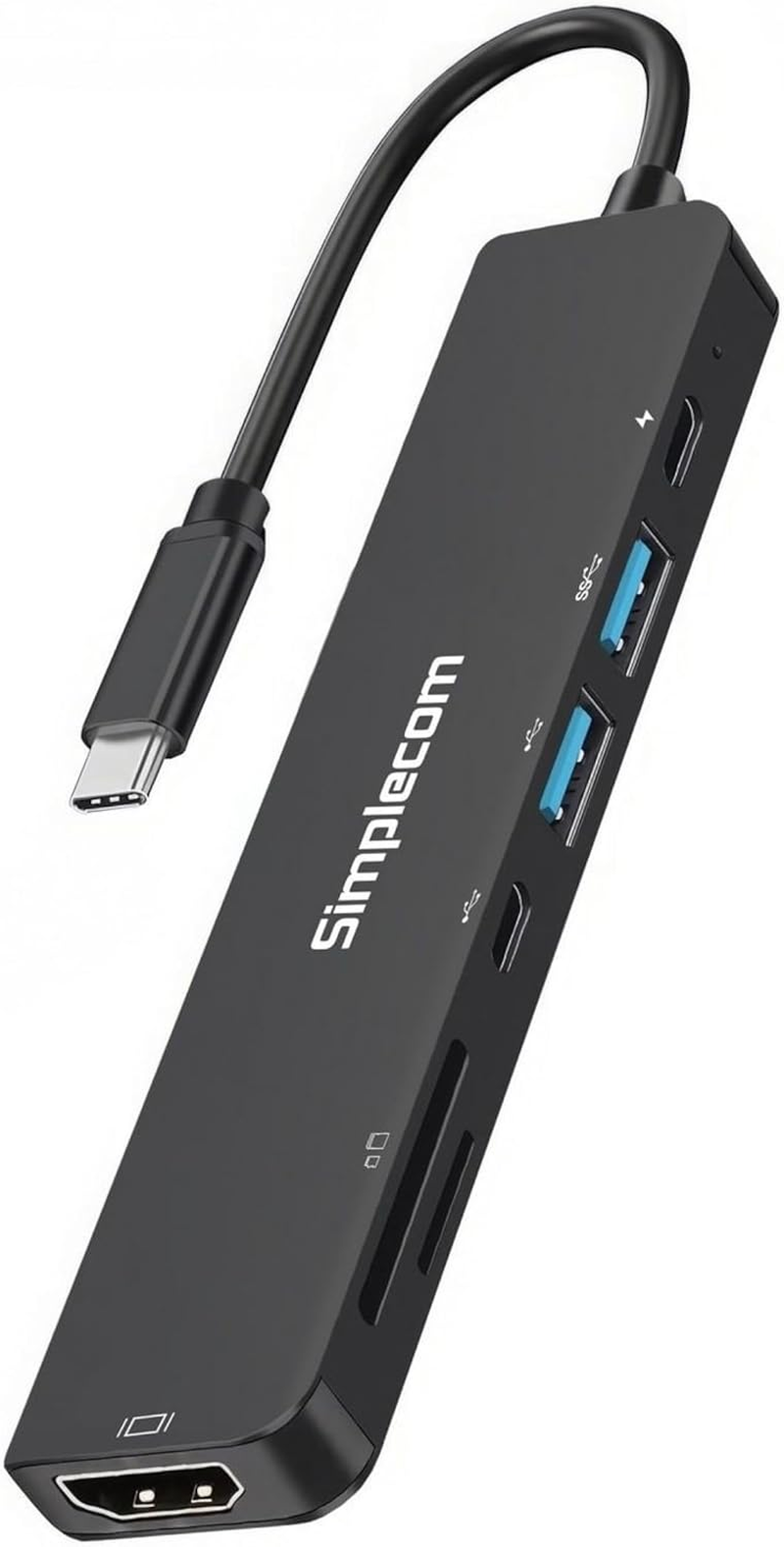 Simplecom CH547 USB-C 7-In-1 Multiport Adapter USB Hub HDMI Card Reader PD