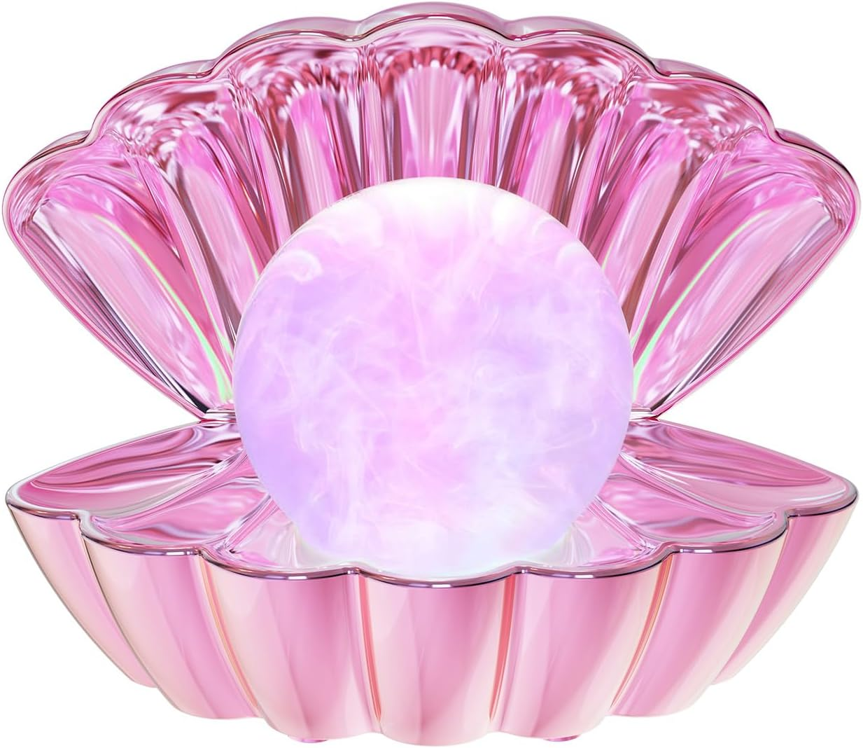 LKUA Shell Pearl Beach Themed Night Light, RGB 8 Colors Changing Mood Shell Pearl Lamps, Bedside LED Clamshell Portable Night Lights for Bar (Pink)