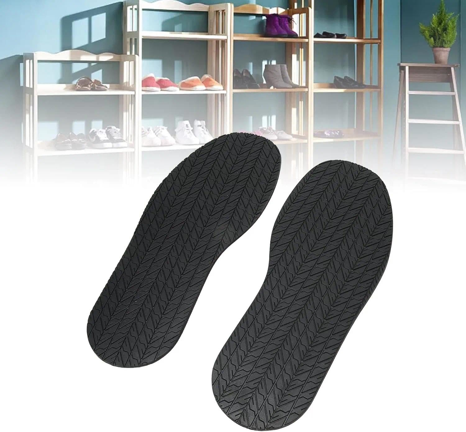 Shoe&rsquo; Replacement Rubber Full Out Sole, 12.7 X 4.9In Shoe Sole Protectors, Shoes Bottom Repairing Material, Full Soles Shoe Repair Supplies, anti Slip, Easy to Cut, Noise image number 2