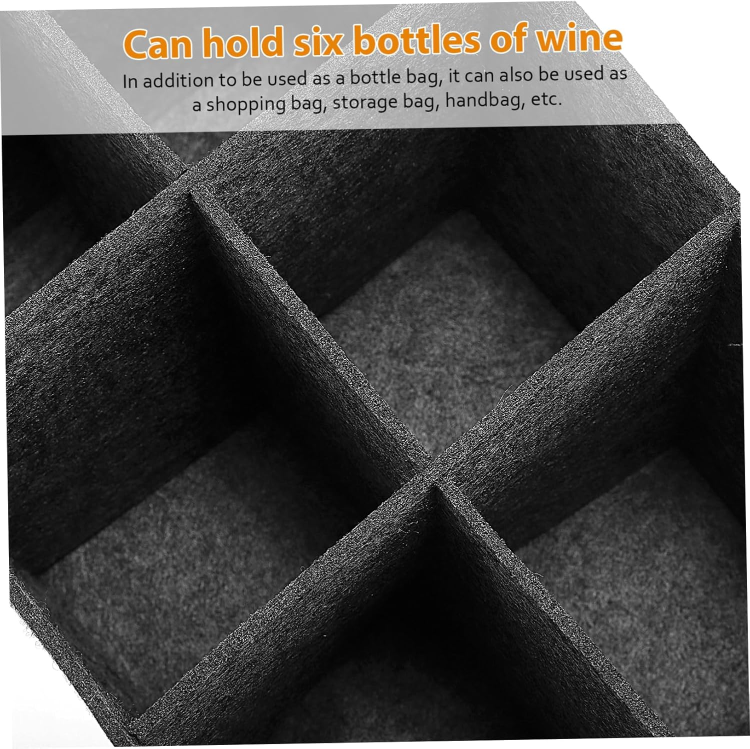 BESTOYARD Felt Wine Tote Bag 6 Bottles Carrier Thick Felt Bottle Bag Medium Gray Handheld Wine Carrier for Travel Camping Picnic 4Pcs 24X16X16Cm image number 2