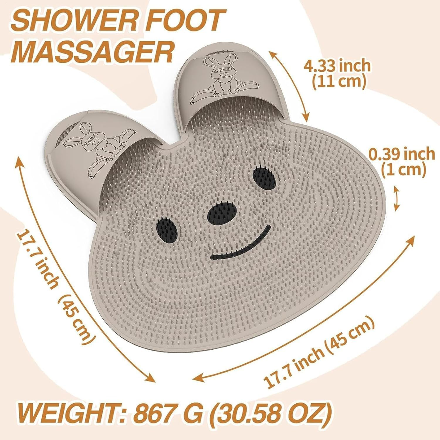Shower Foot Scrubber Mat - Silicone Foot Washer for Shower,Non-Slip Brush Feet Cleaner Bathroom Accessories, Cleaning Supplies for Women Men Elderly Scrubbing