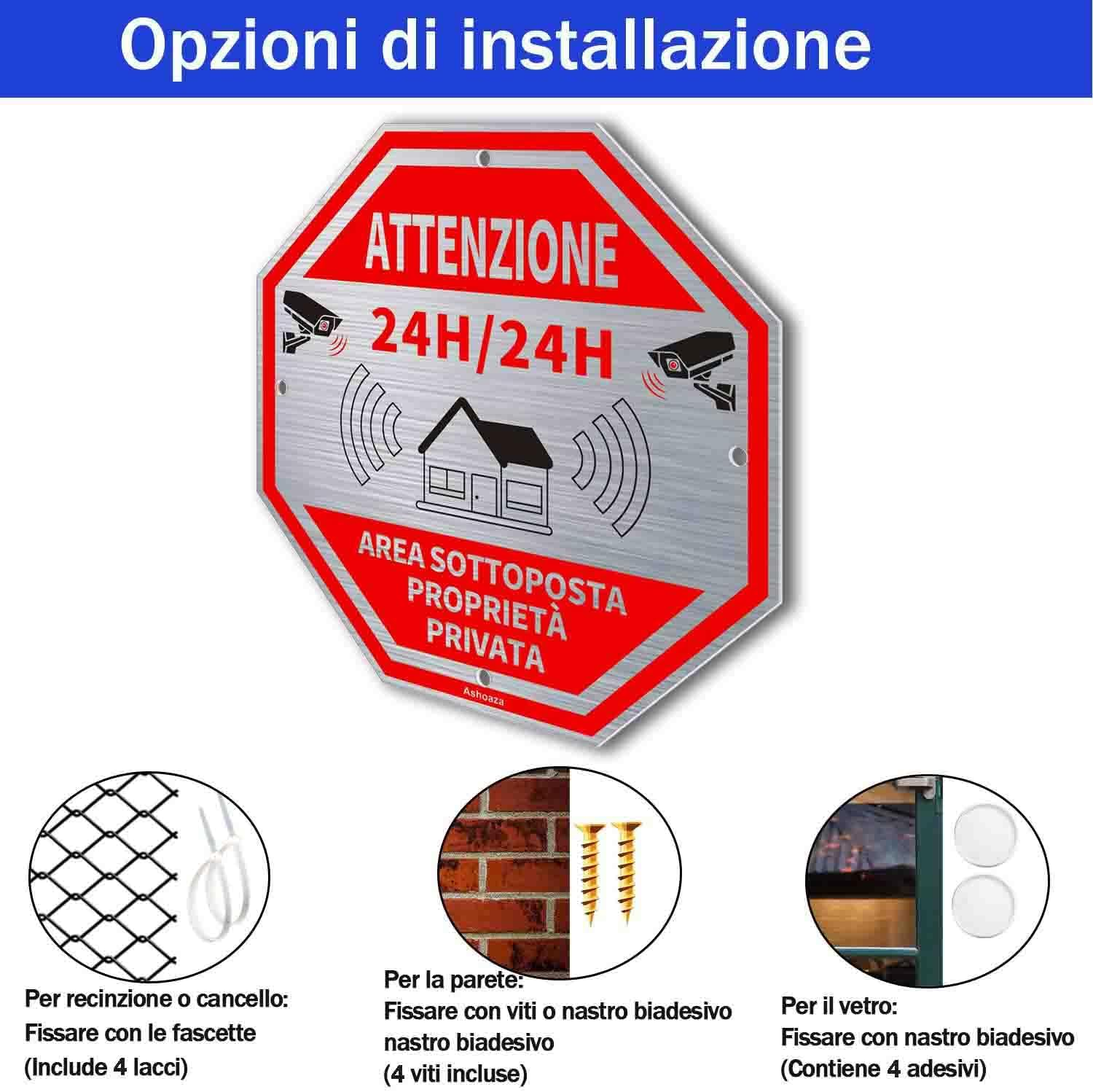 24H Video Surveillance Area Sign, Aluminium for Security Reasons, 2 CCTV Signs, 20 X 20 Cm, Video Surveillance Signs for Shop and Private Property Long Lasting (Private Property) image number 2