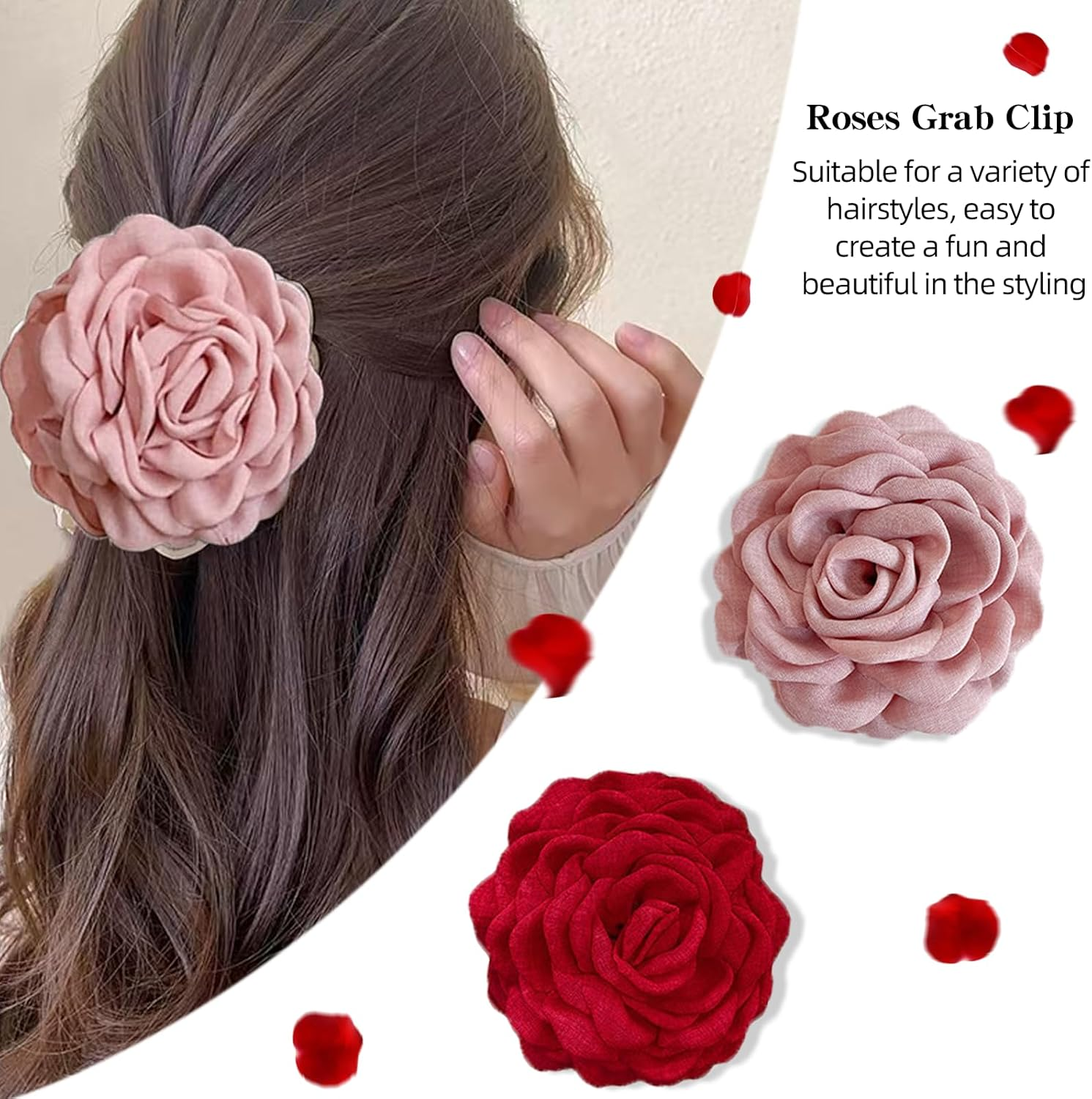 Flower Hair Clips, Set of 2 Women'S Large Hair Claw Clips, Hair Clip Flower, Flower Hair Clips for Hair Decoration of Women image number 4