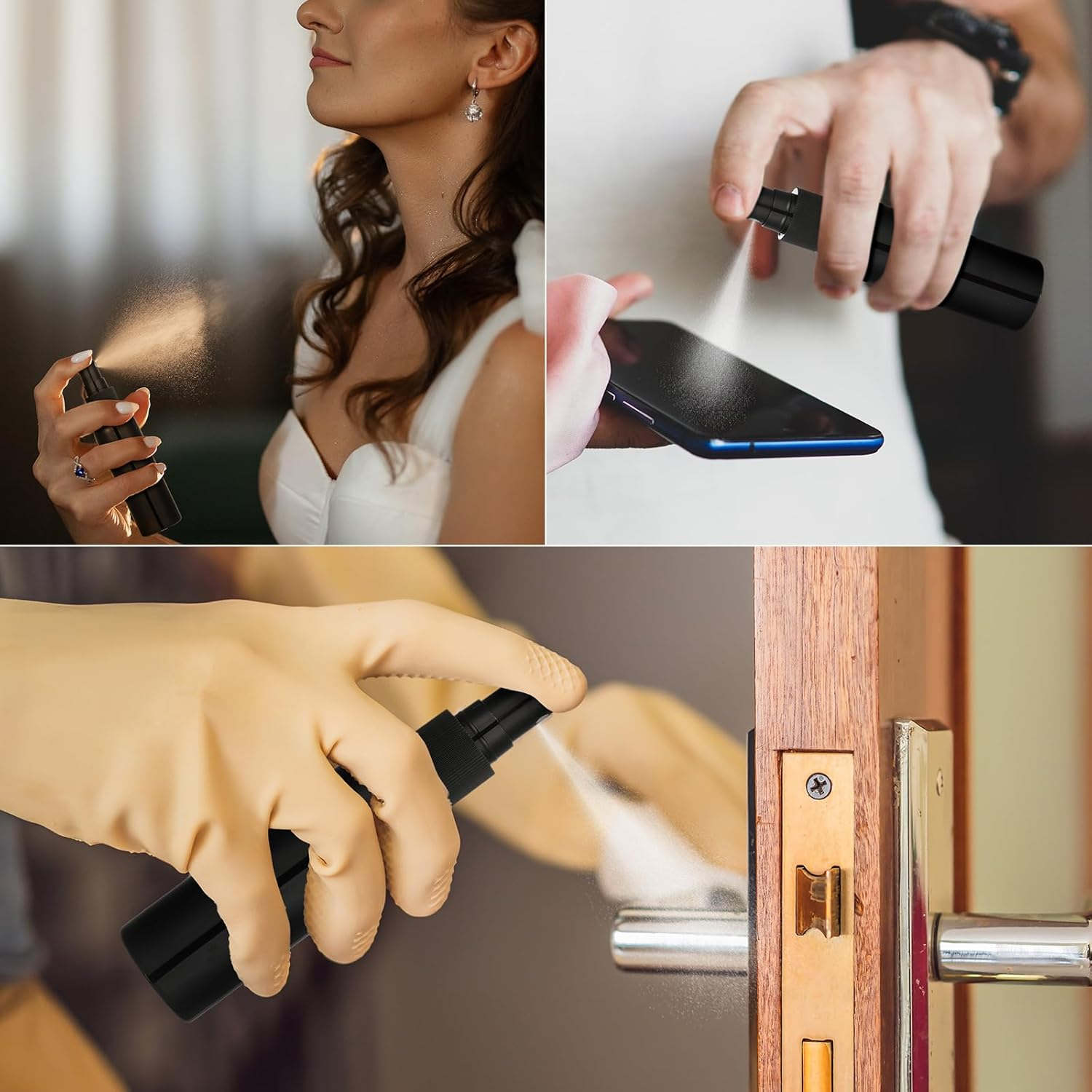 Tanlade 100 Pcs 2Oz Small Spray Bottles Refillable Mini Spritzer Clear Empty Plastic Spritz Bottle Refillable Reusable Travel Size Mist Bottle Sprayer for Travel Cleaning Perfume Liquid (Black) image number 4