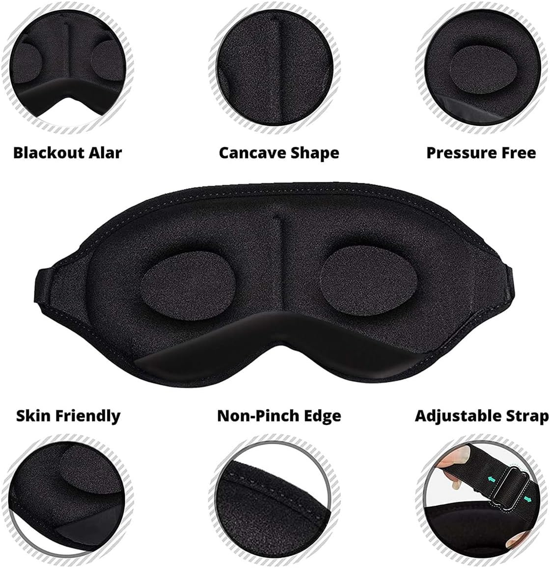 Sleep Eye Mask for Men Women,3D Contoured Cup Sleeping Mask & Blindfold,Concave Molded Night Sleep Mask,Block Out Light,Eye Mask with Adjustable Strap,Breathable & Soft for Sleeping,Yoga,Traveling image number 2