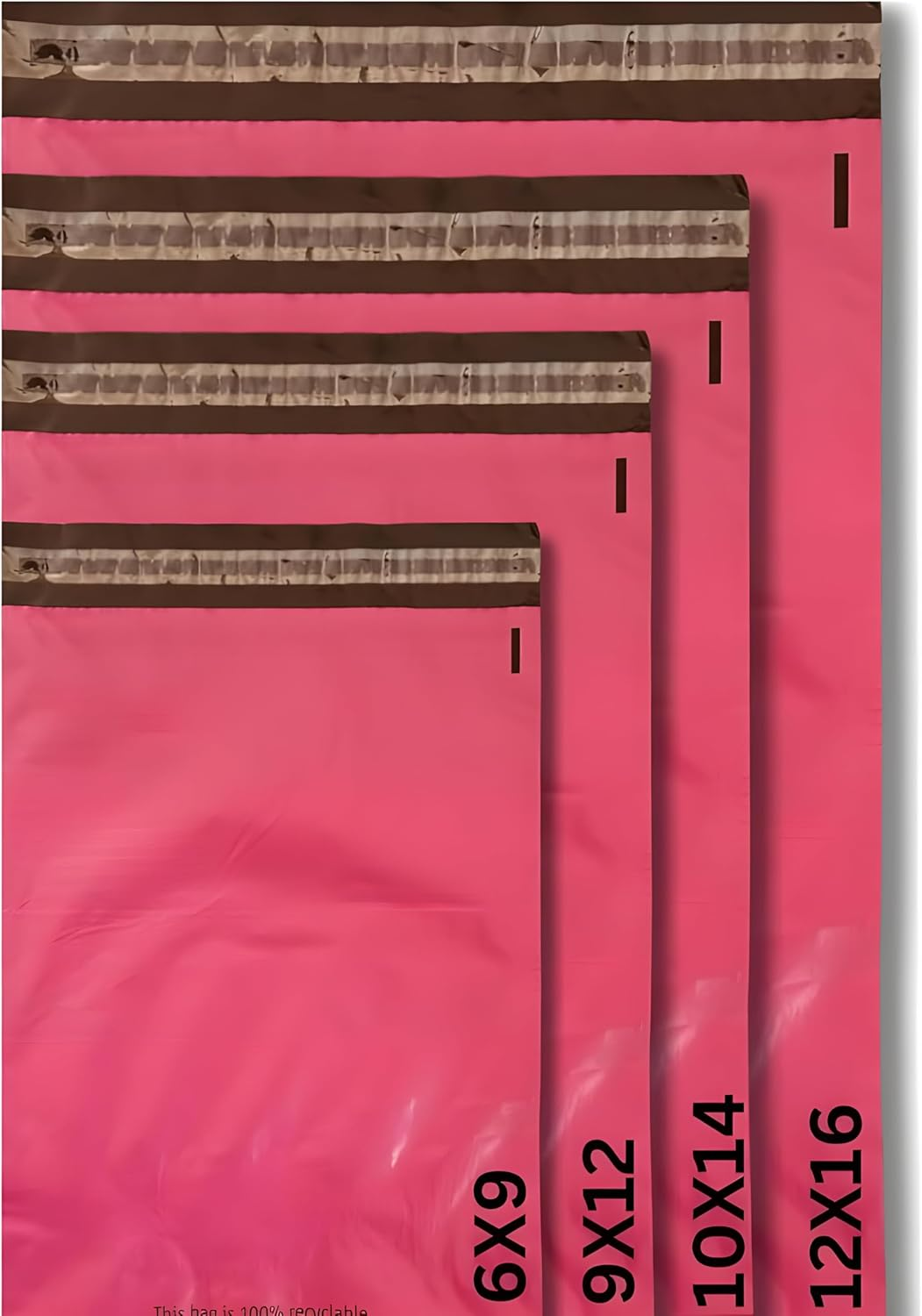 100-PINK Mix 25 Each Size Packs Carrier Bag Case Self Adhesive, Waterproof Postal Bags Envelopes & Plastic Mail Post Postage Plastic Bags(Pink, 6X9,9X12,10X14,12X16) image number 2