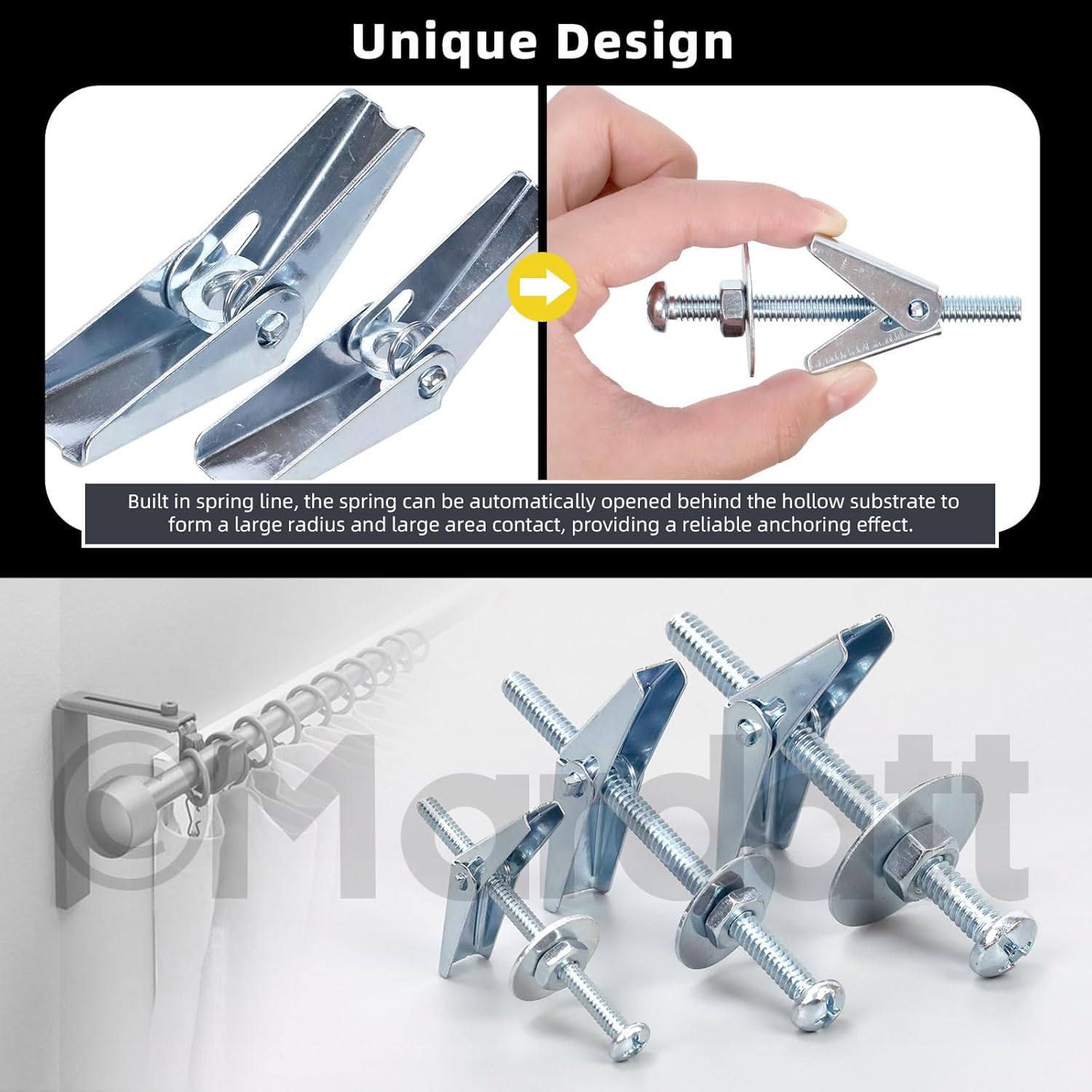 30 Sets 1/4" Toggle Bolts and Wing Nuts, Metal Toggle Bolts round Head Toggle Wing Nut Bolt Set Butterfly Toggle Anchors for Hanging Heavy Items on Drywall